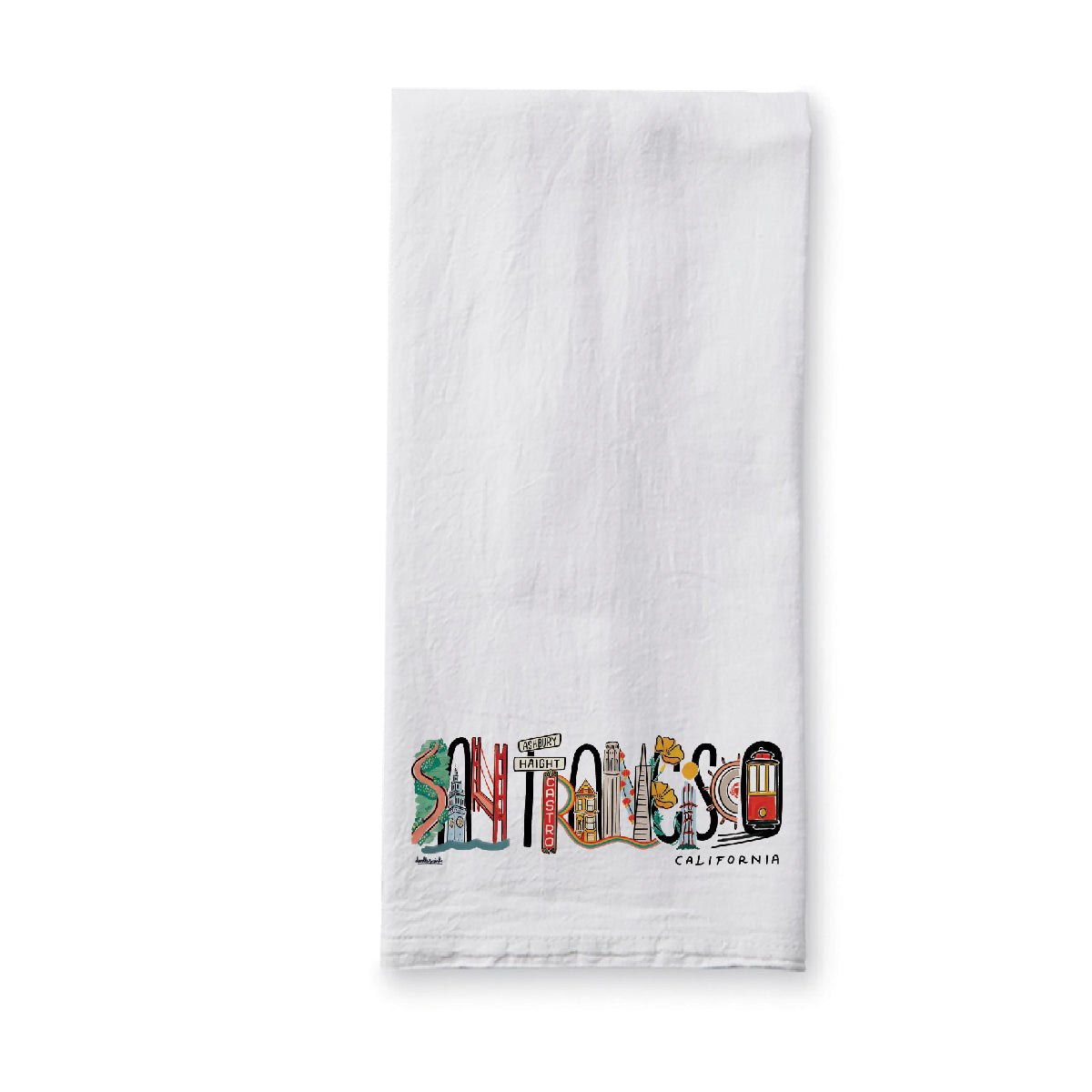 San Francisco Landmark Lettering 19x28" Tea Towel