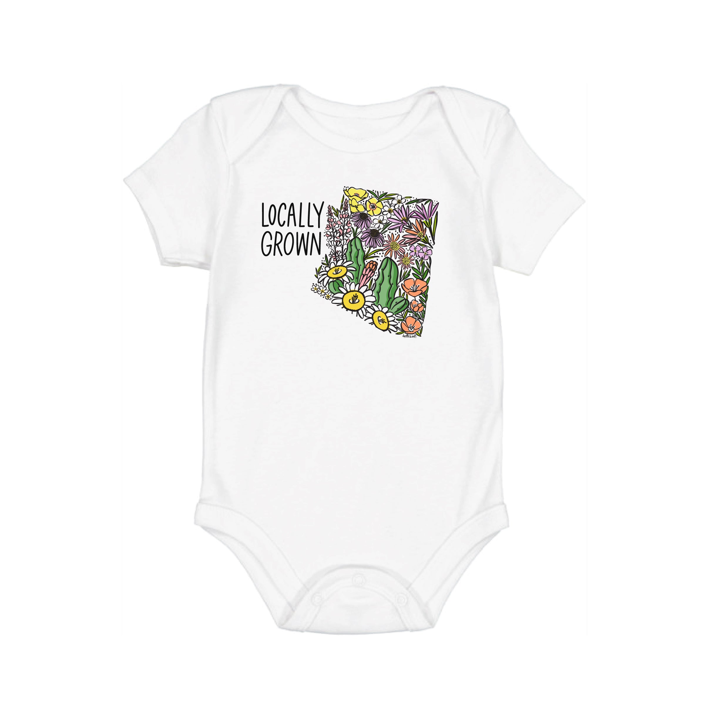 Arizona Locally Grown Wildflower State Silhouette Baby Onesie