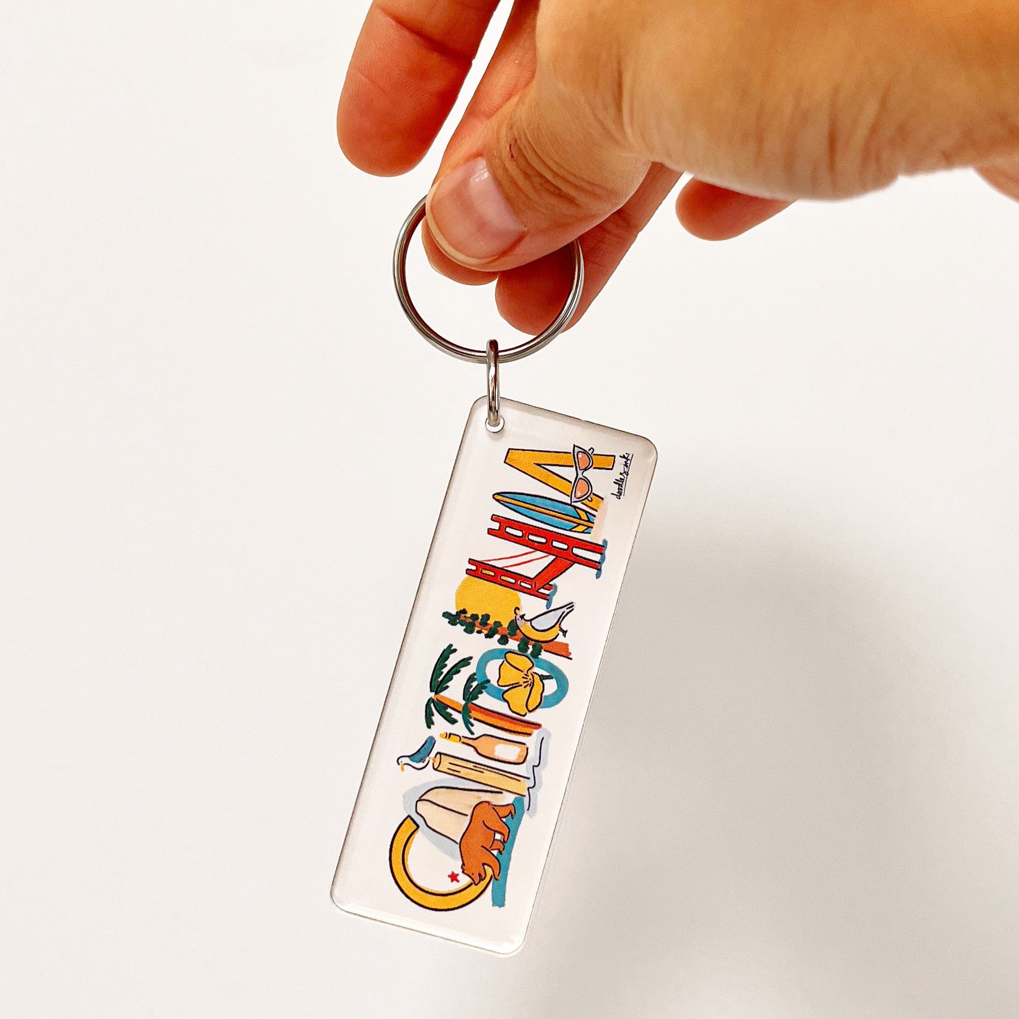 California Landmark Lettering Keychain