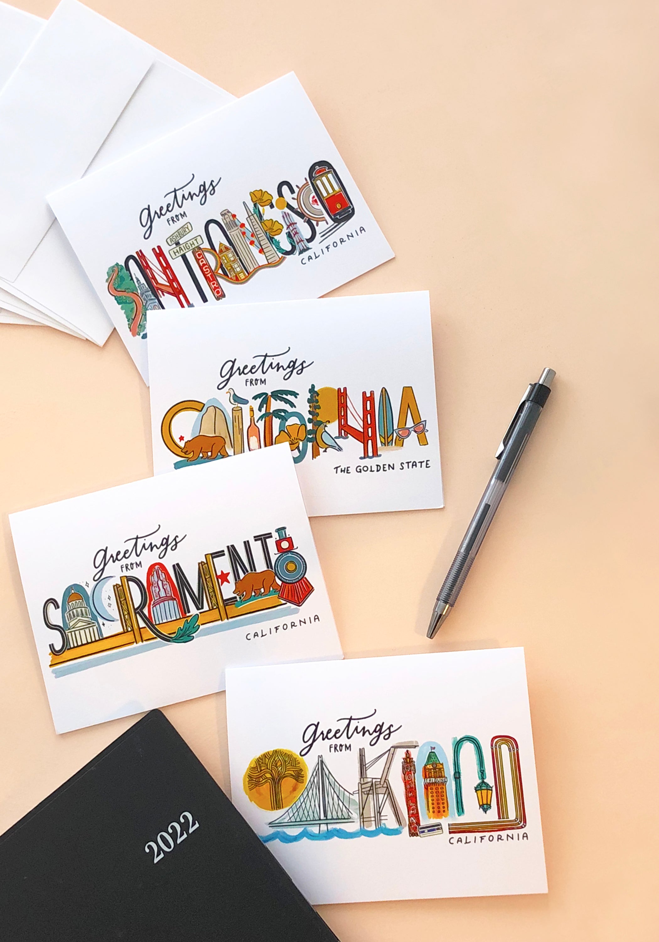 Greetings From Oakland Landmark Lettering Notecard