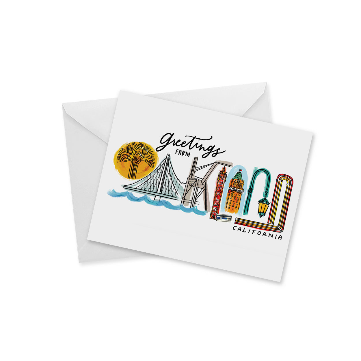 Greetings From Oakland Landmark Lettering Notecard