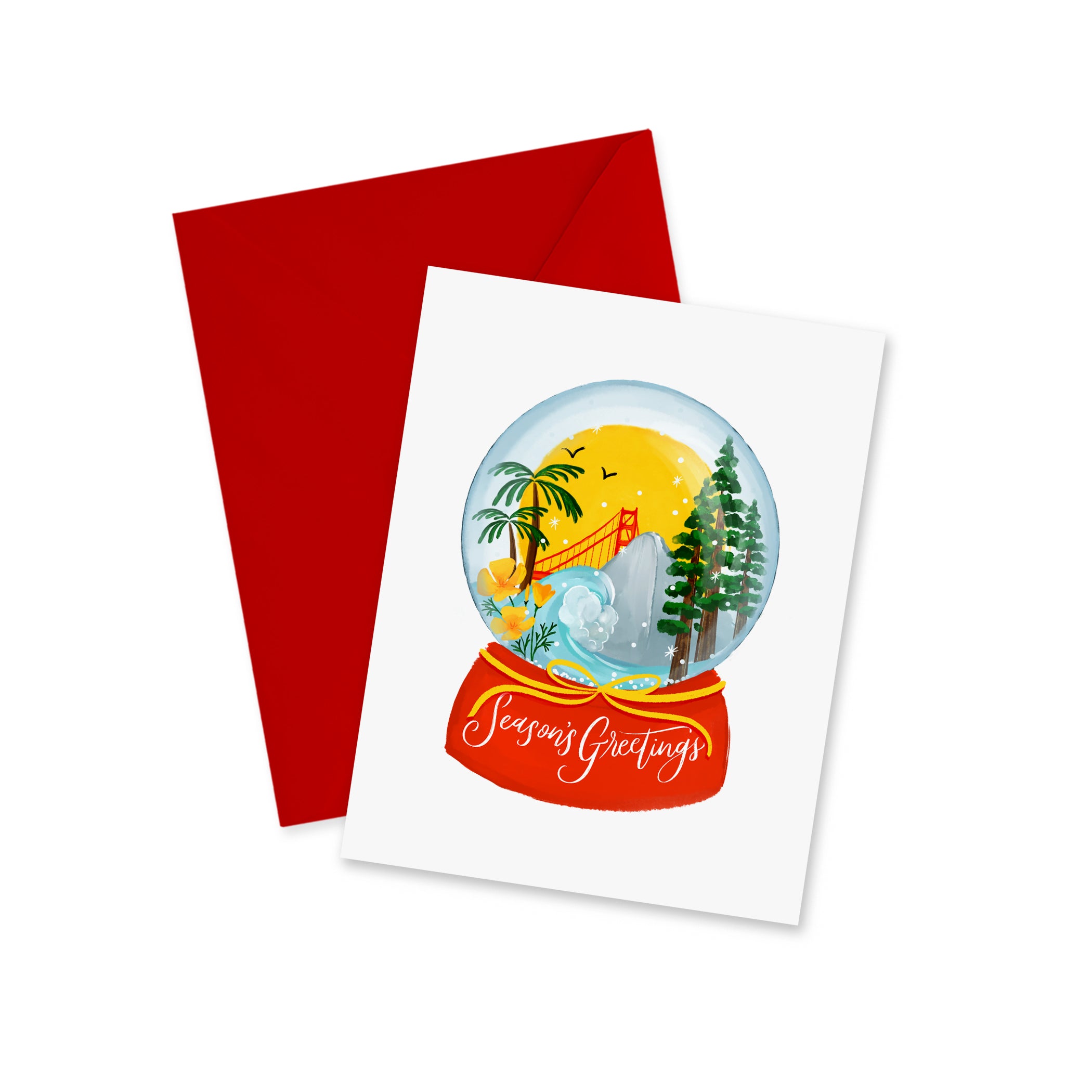 California Snow Globe Holiday Greeting Card