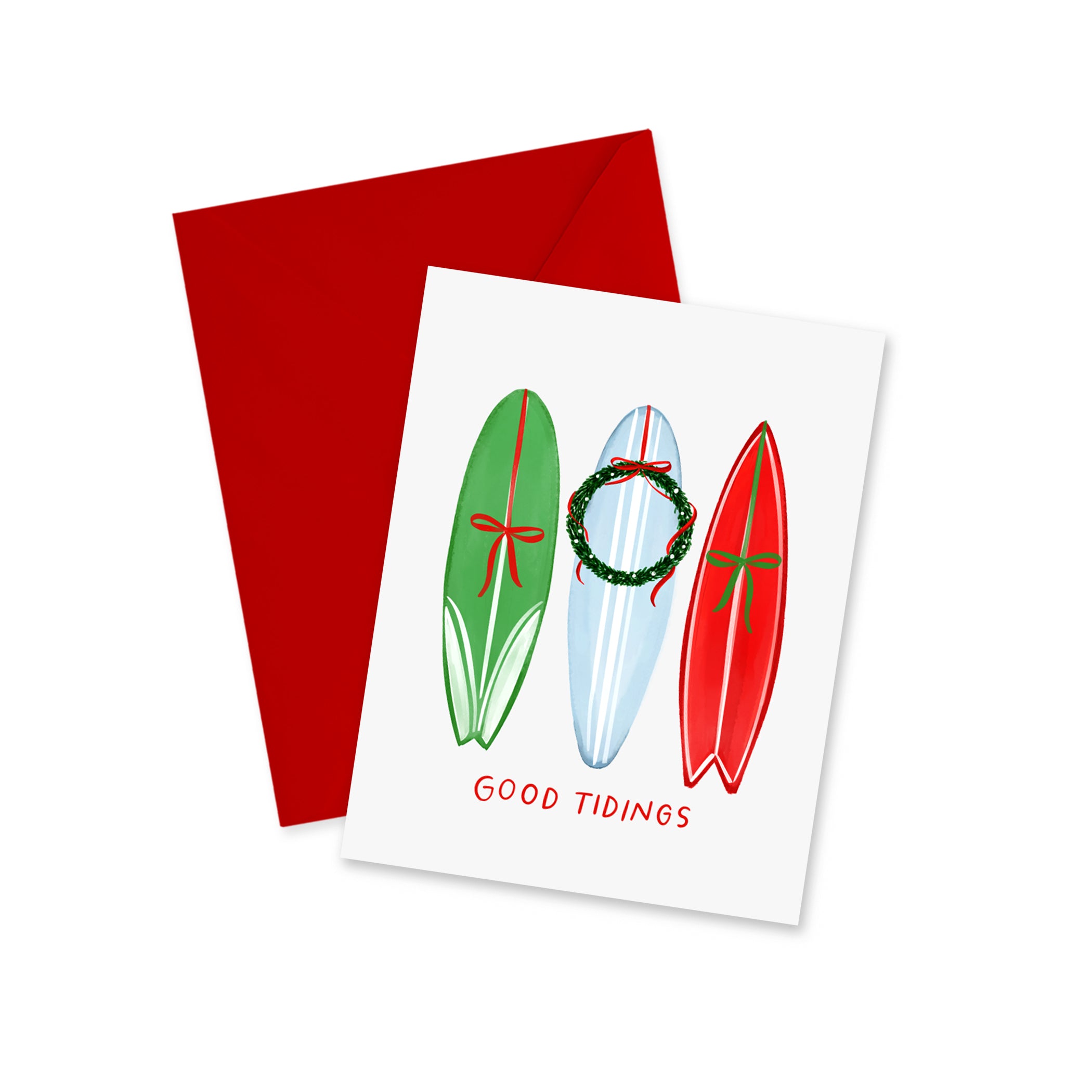 Good Tidings Surfboard Holiday Greeting Card