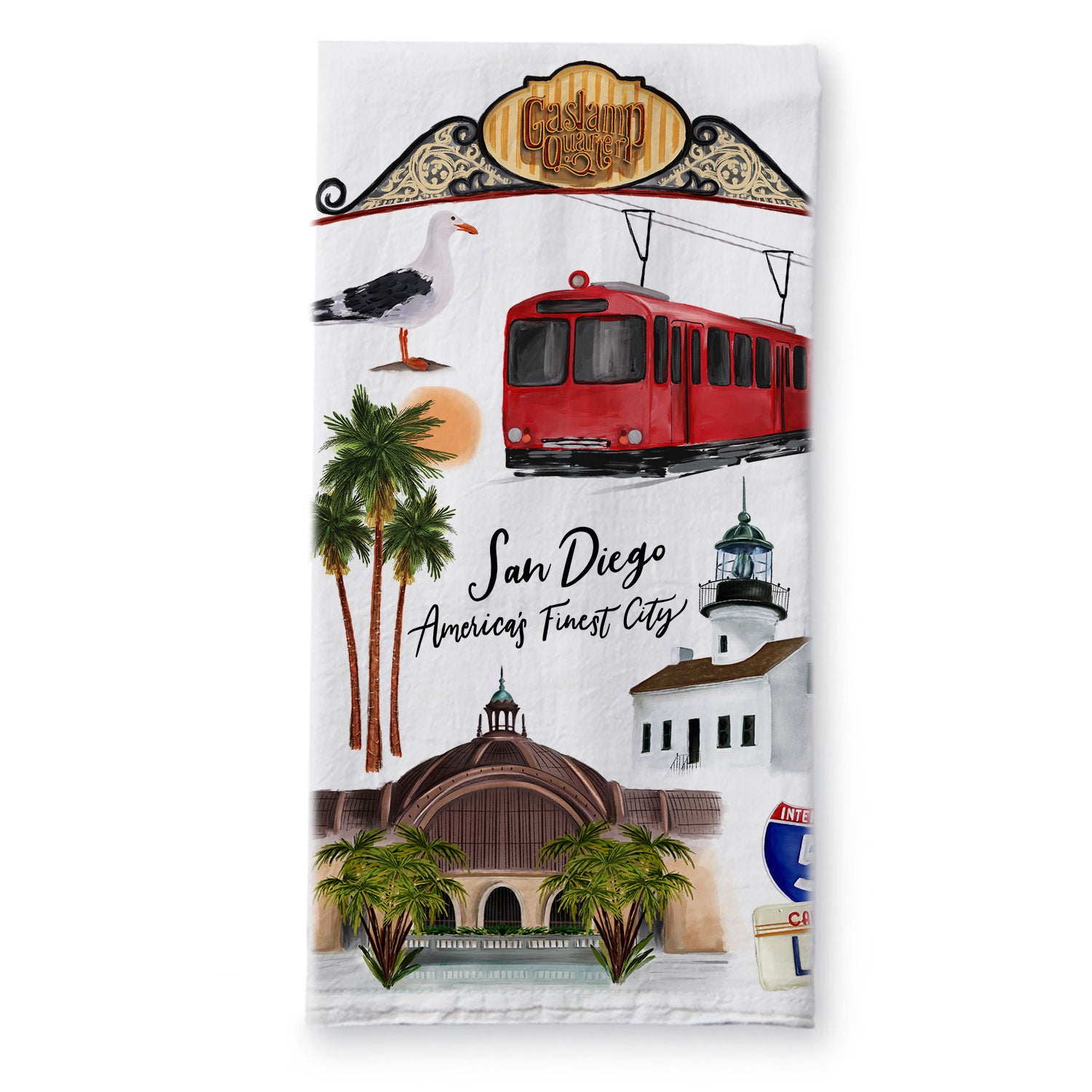San Diego & Coronado Collage Tea Towel