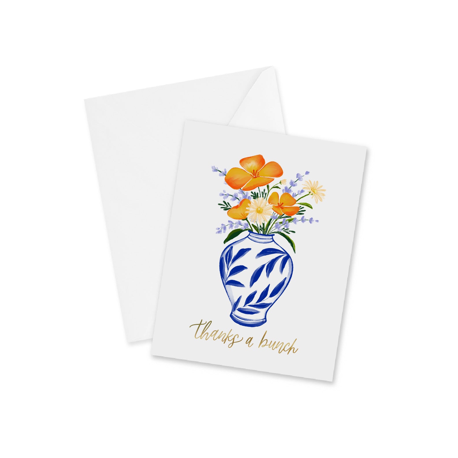Thanks A Bunch Ginger Jar With Wildflowers Notecard