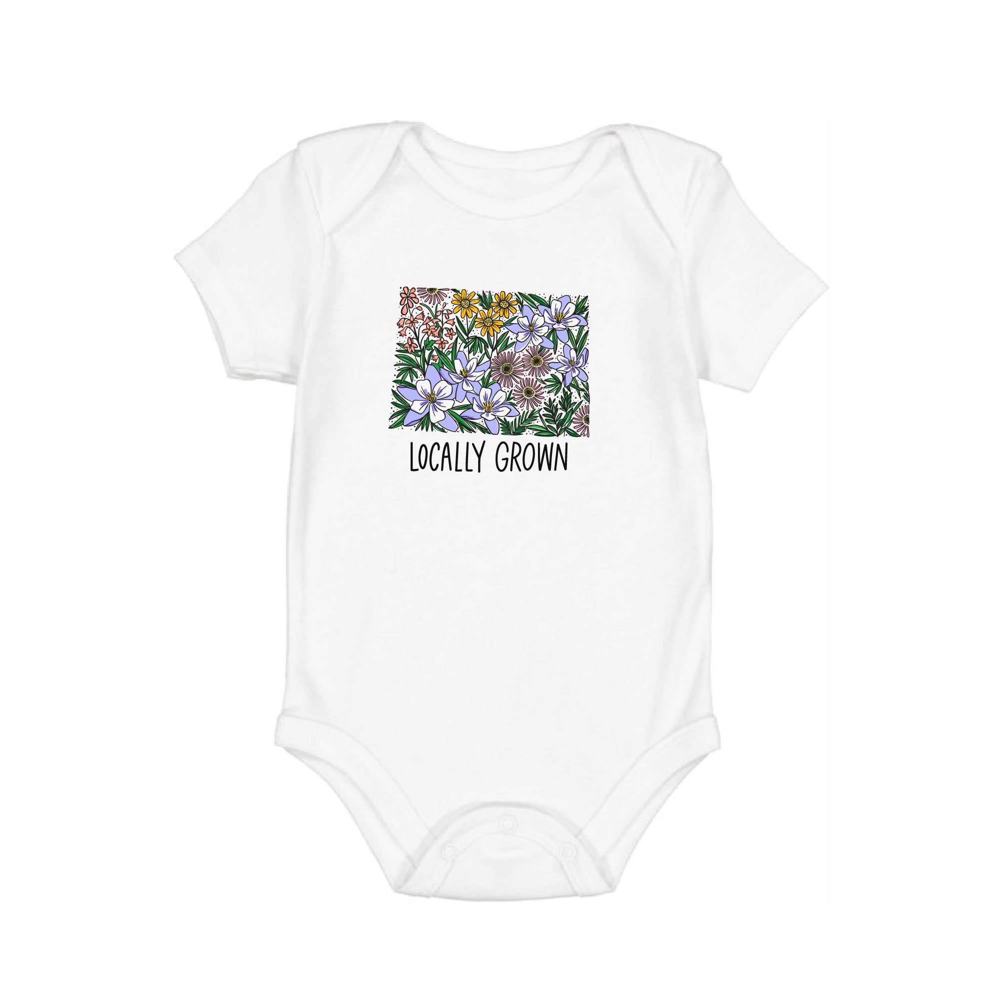 Colorado Locally Grown Wildflower State Silhouette Baby Onesie