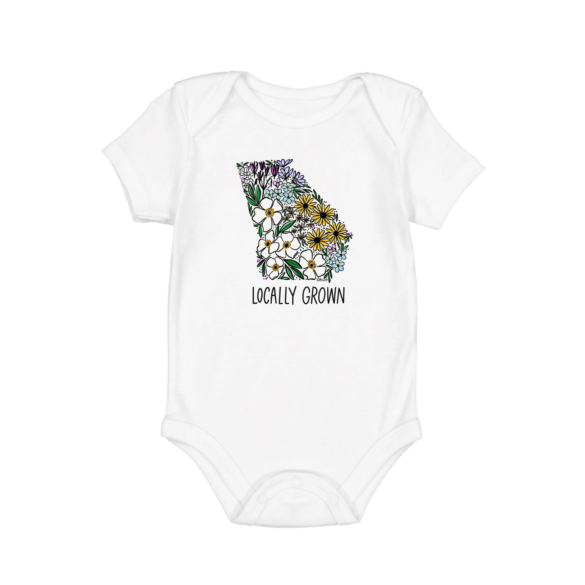 Georgia Locally Grown Wildflower State Silhouette Baby Onesie