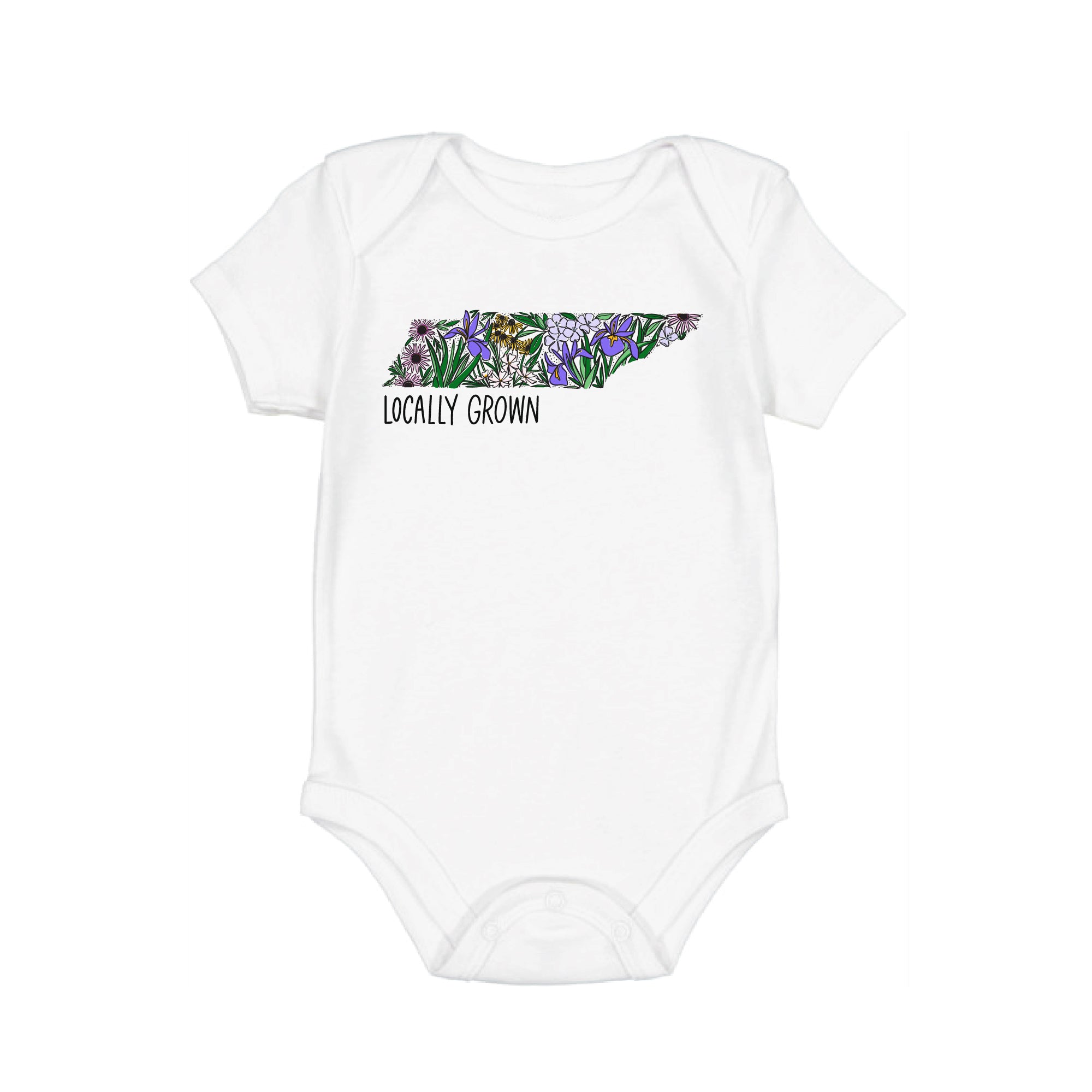 Tennessee Locally Grown Wildflower State Silhouette Baby Onesie
