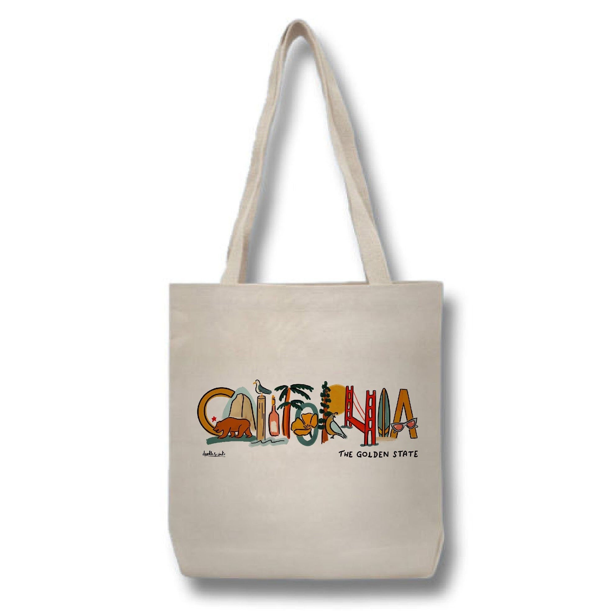 California Landmark Lettering Tote Bag