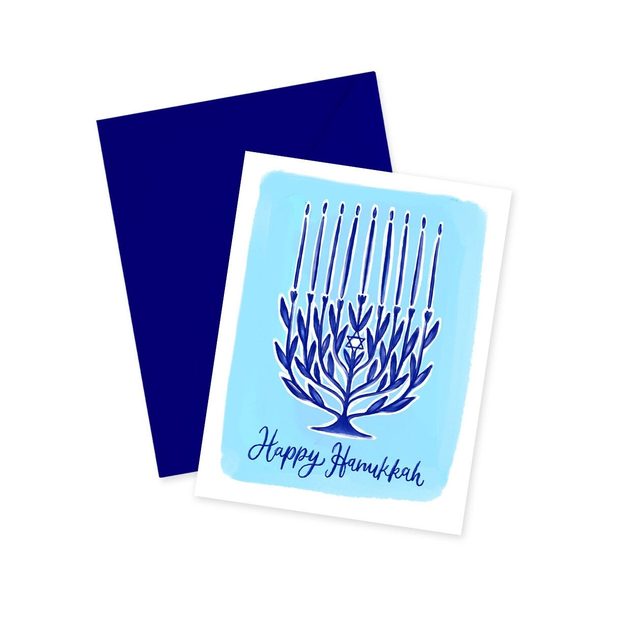 Botanical Menorah Happy Hanukkah Notecard