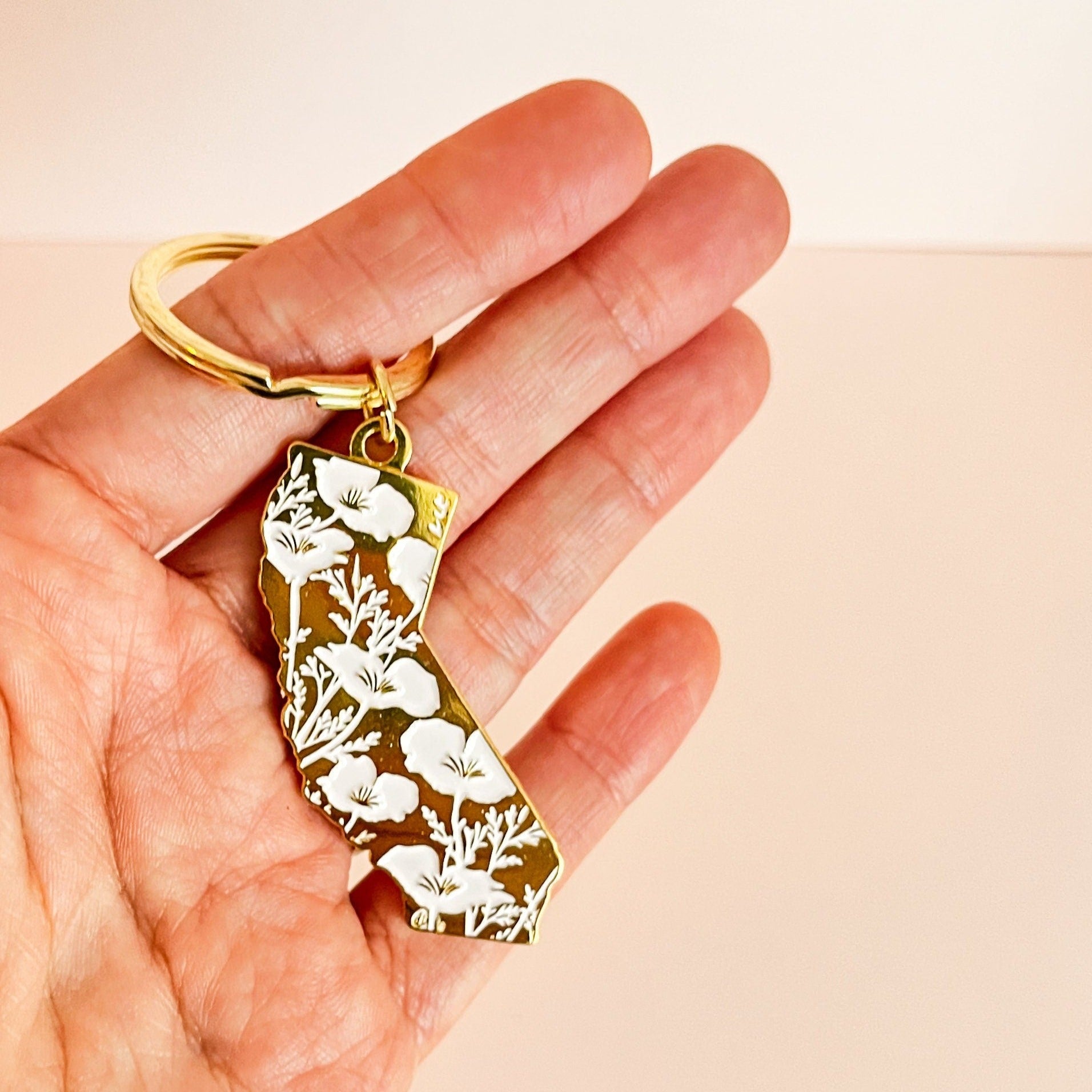 Golden California State Keychain