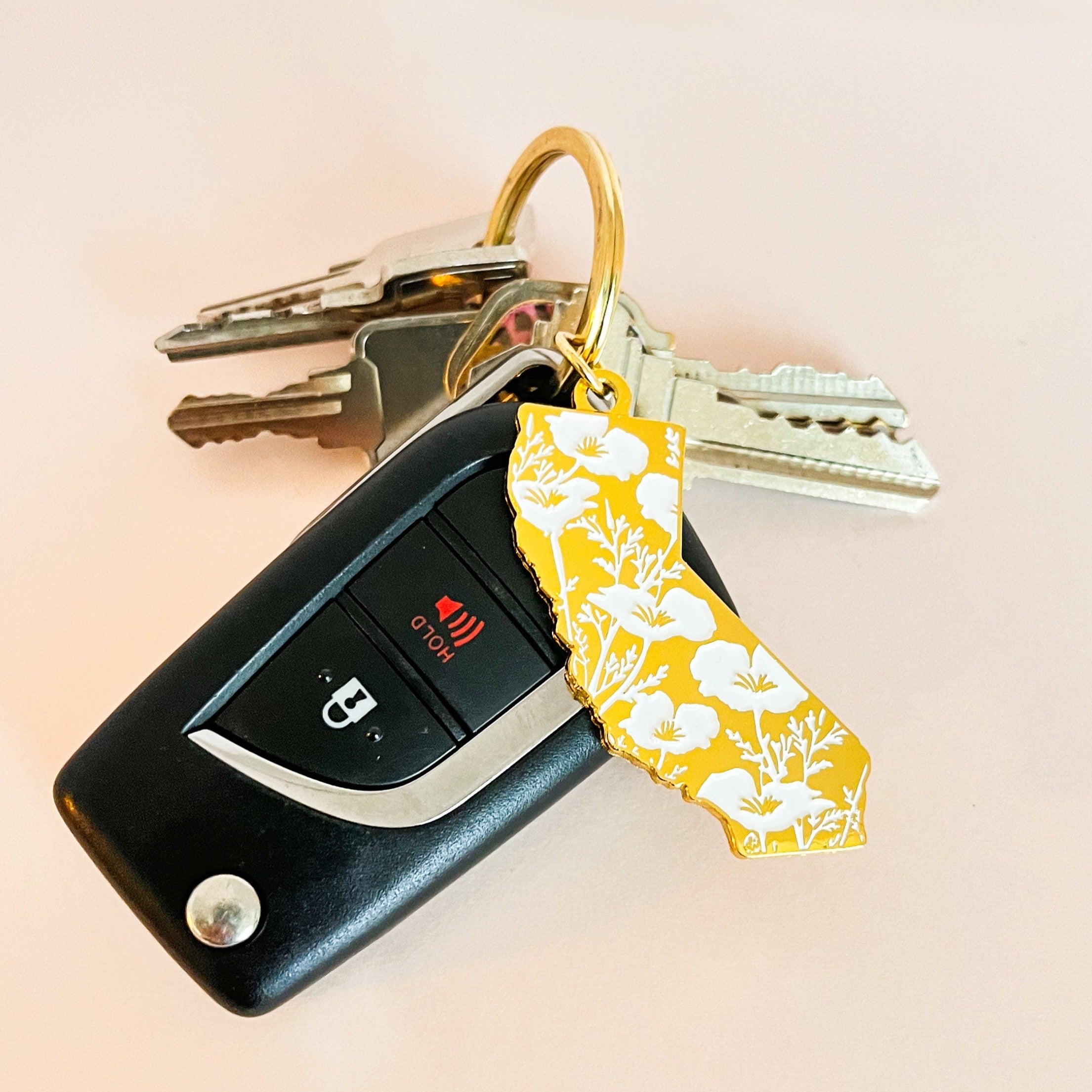 Golden California State Keychain