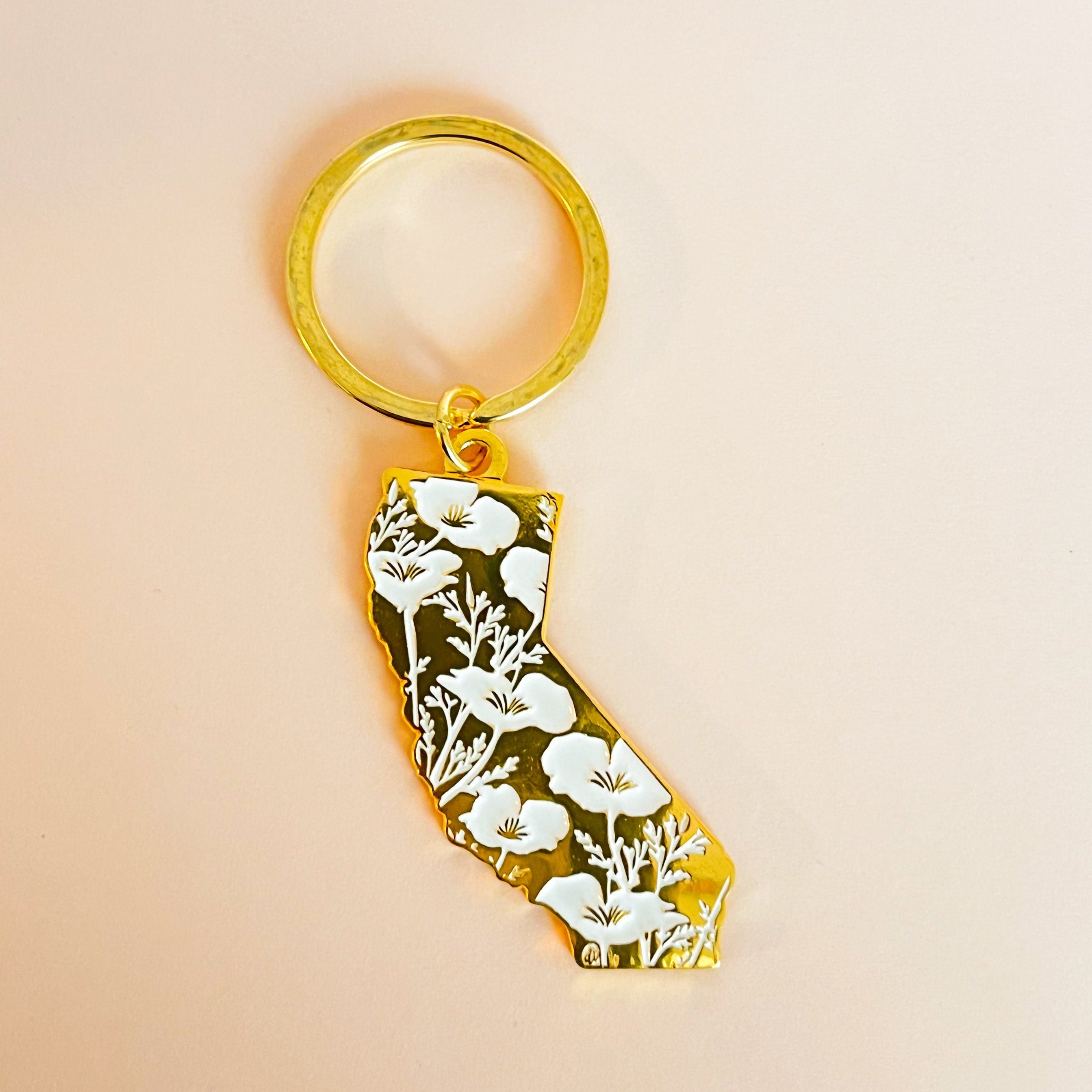 Golden California State Keychain