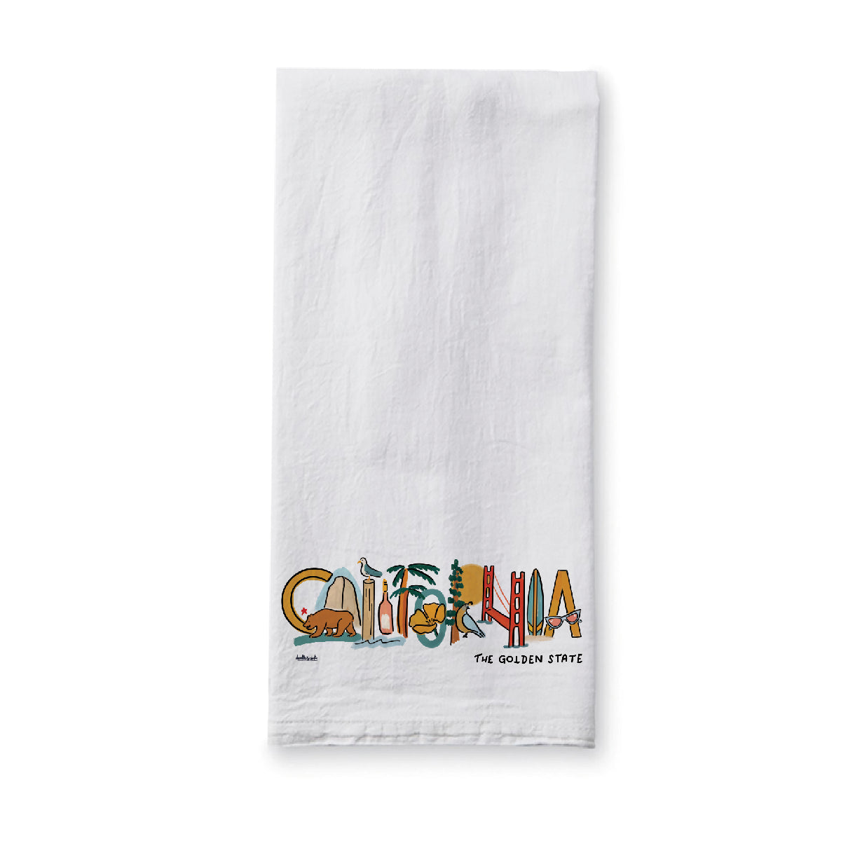 California Landmark Lettering 19x28" Tea Towel