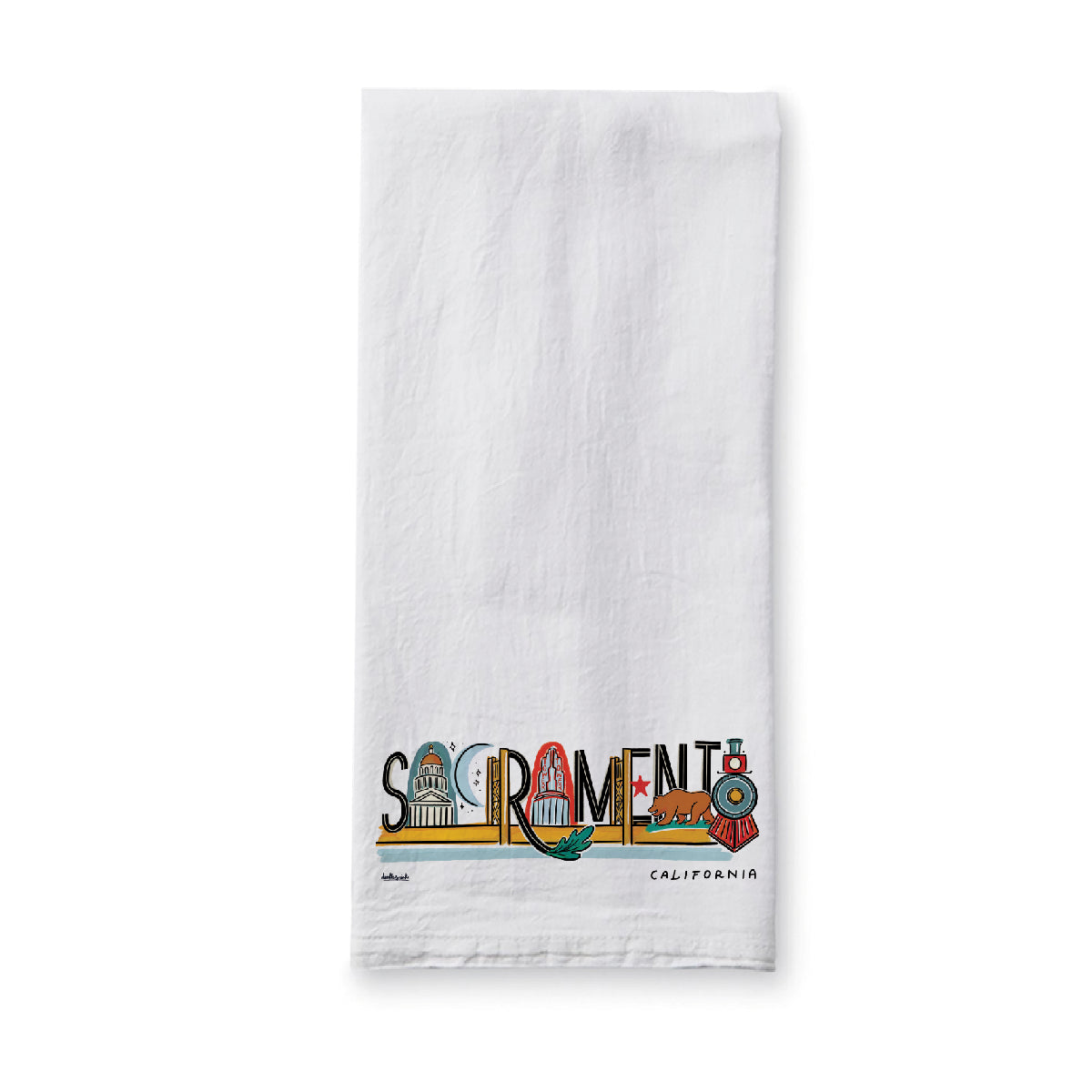 Sacramento Landmark Lettering 19x28" Tea Towel