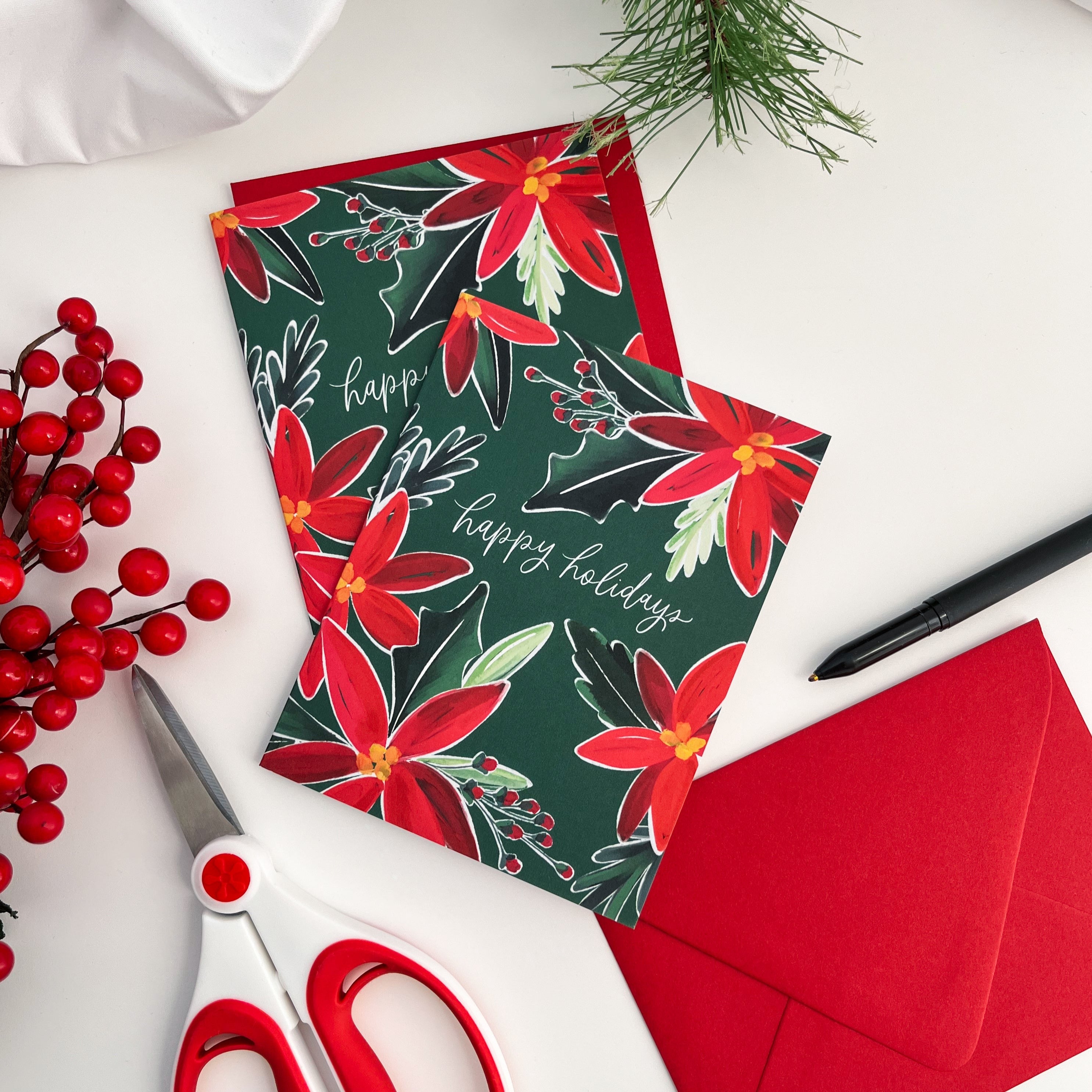 Poinsettias Holiday Greeting Card