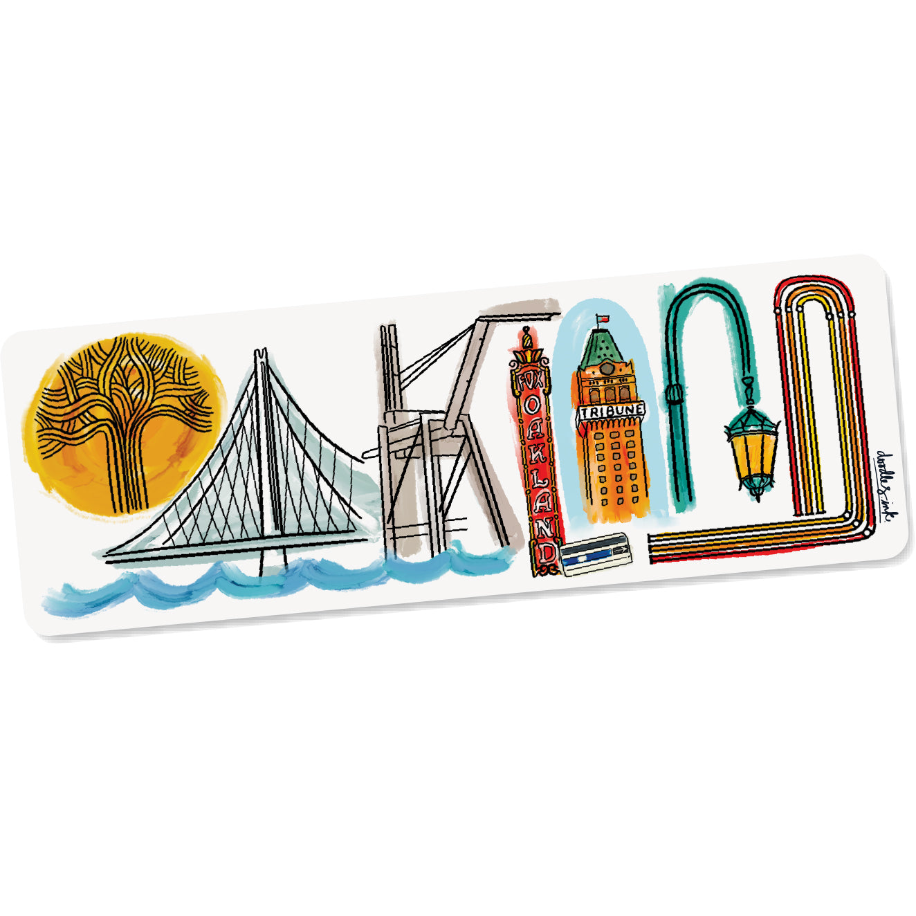 Oakland Landmark Lettering Sticker | doodles.ink.
