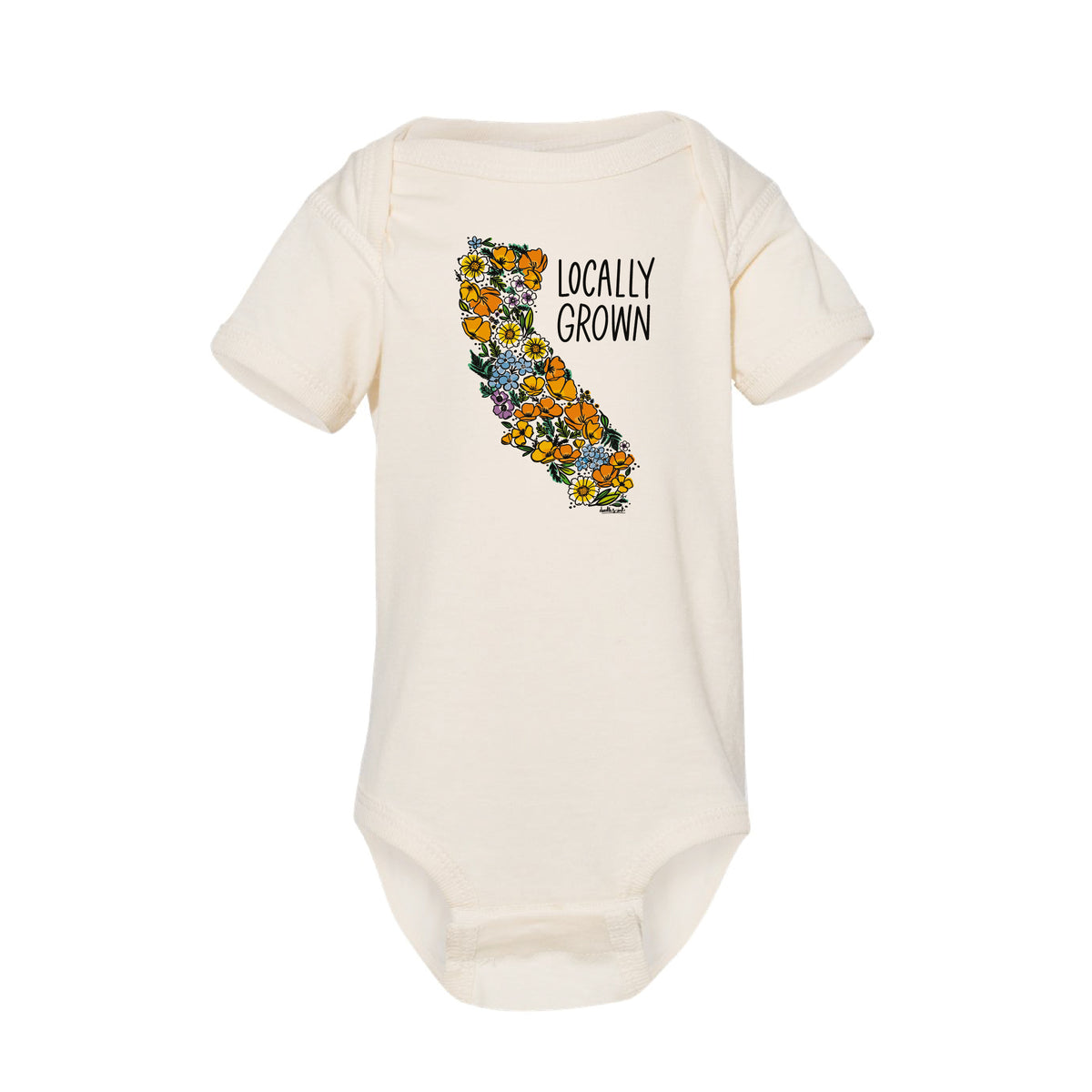 California Locally Grown Wildflower State Silhouette Baby Onesie
