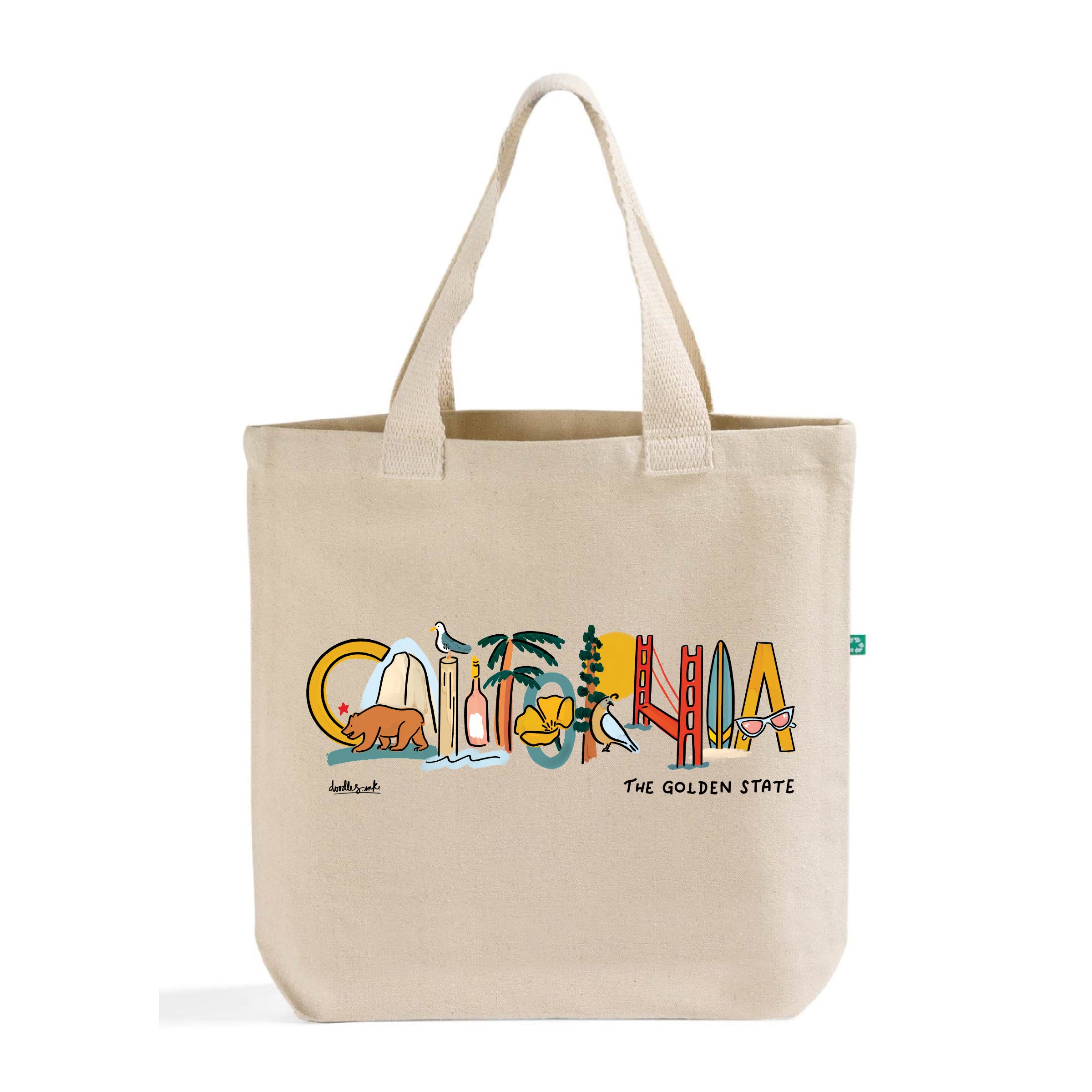 California Landmark Lettering Tote Bag