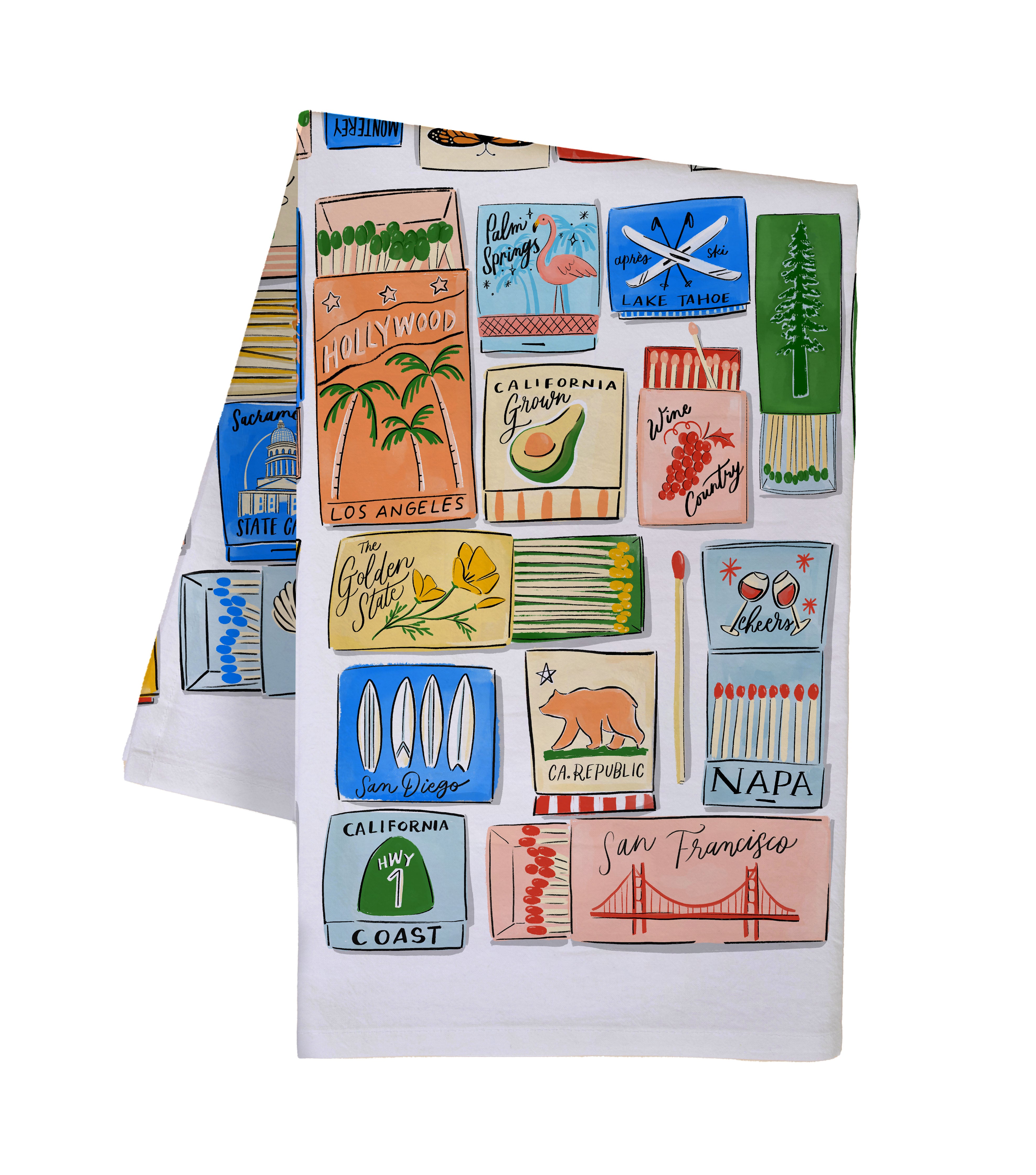 California Matchboxes Tea Towel