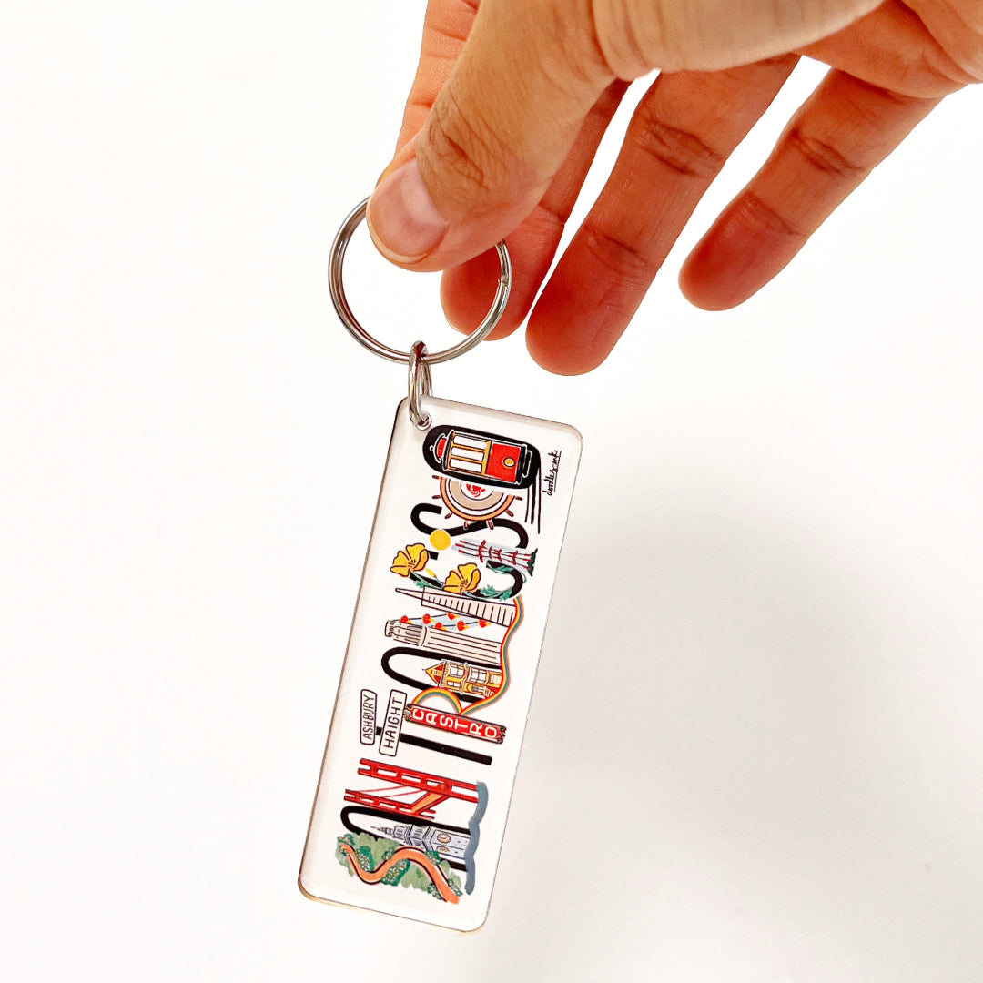 San Francisco Landmark Lettering Keychain