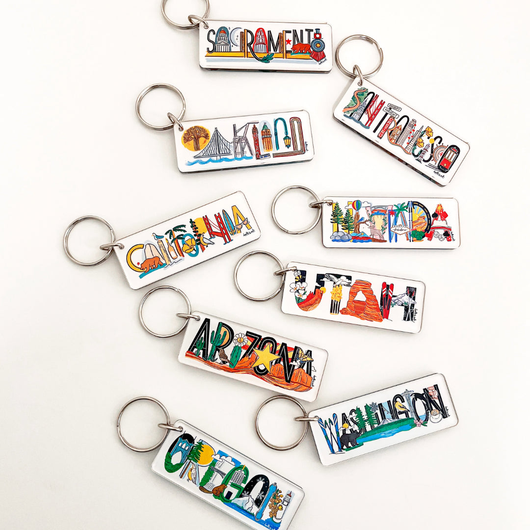 San Francisco Landmark Lettering Keychain