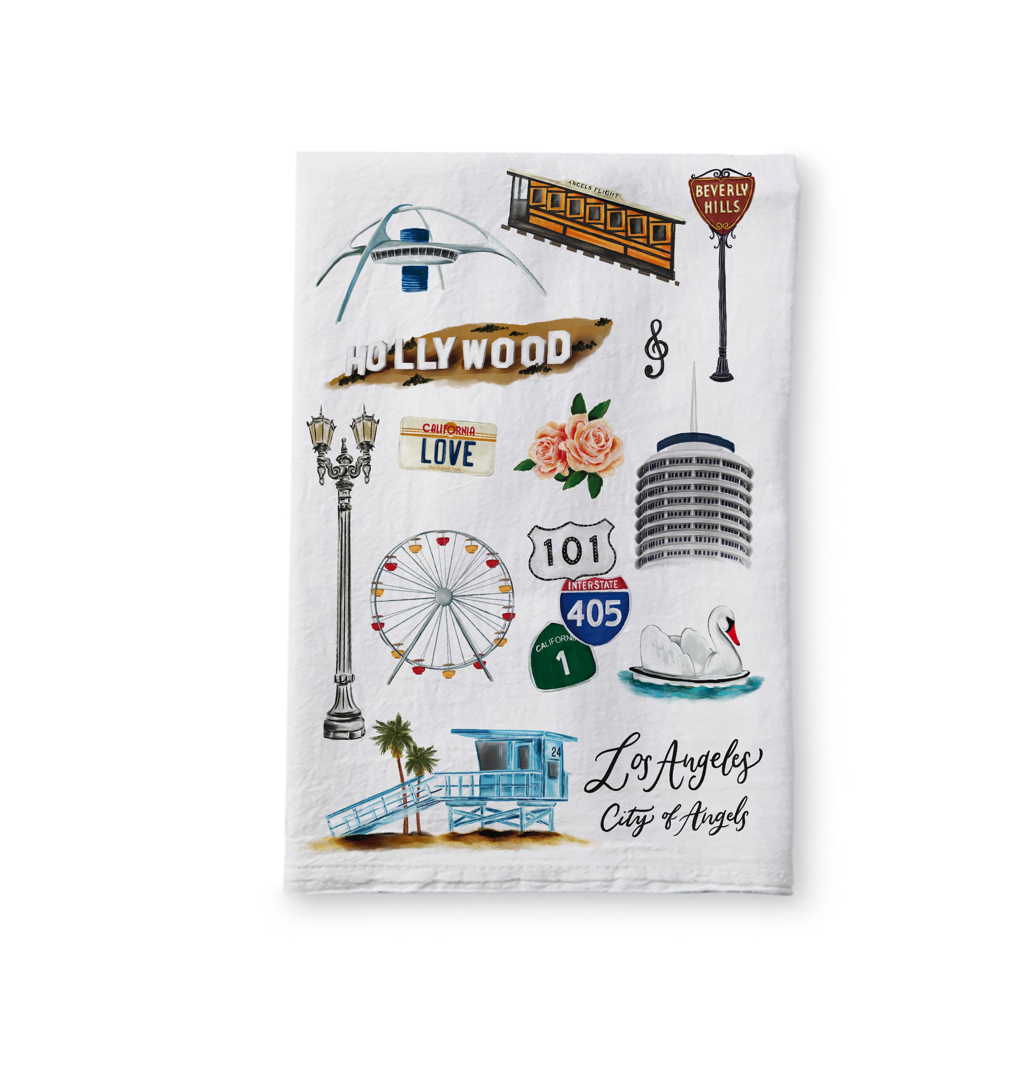 Los Angeles Collage Tea Towel