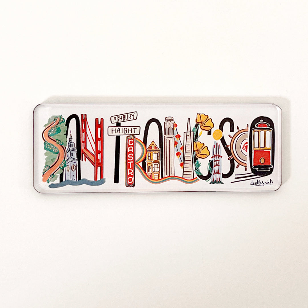 San Francisco Landmark Lettering Magnet