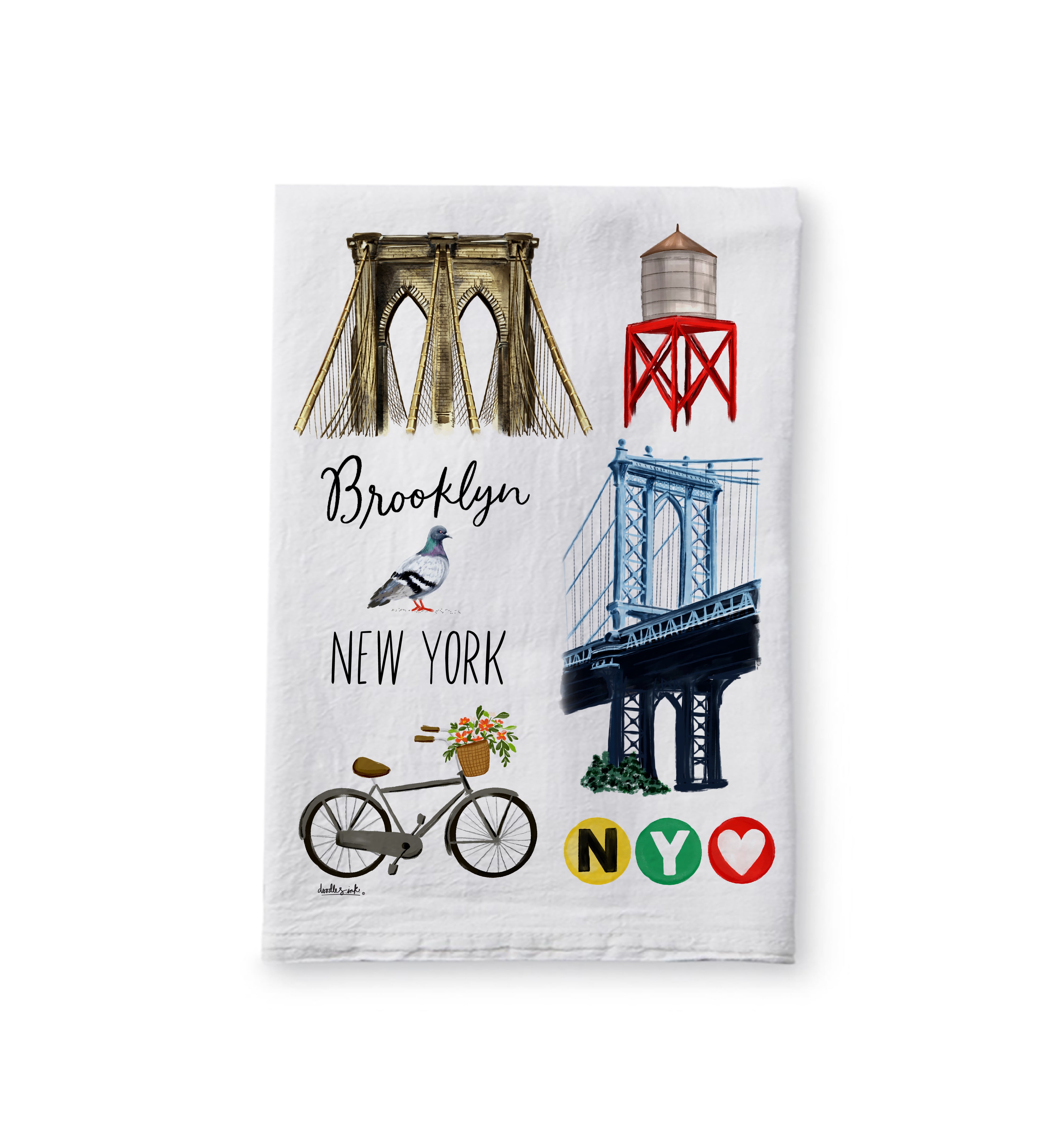 Brooklyn Collage Tea Towel