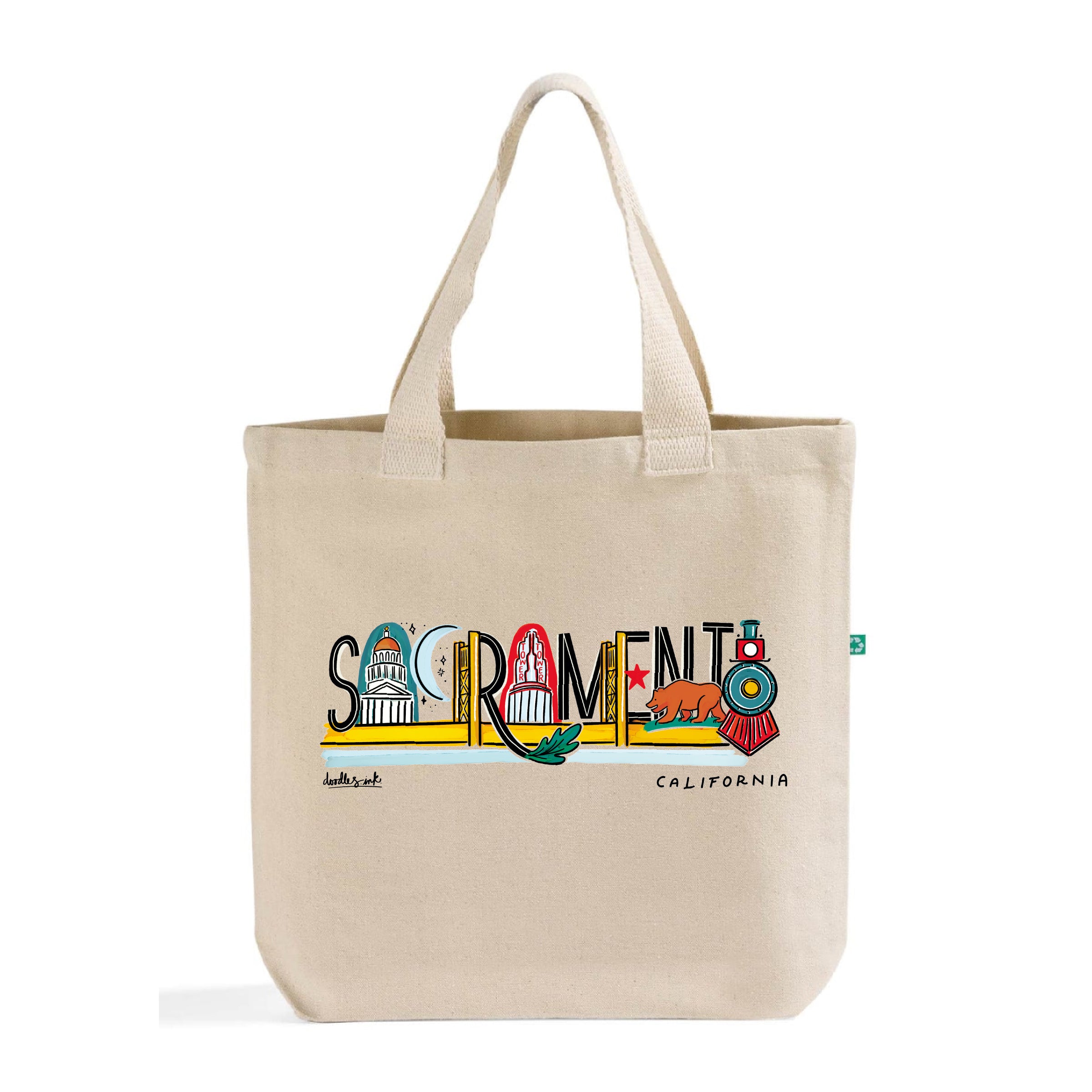 Sacramento Landmark Lettering Tote Bag