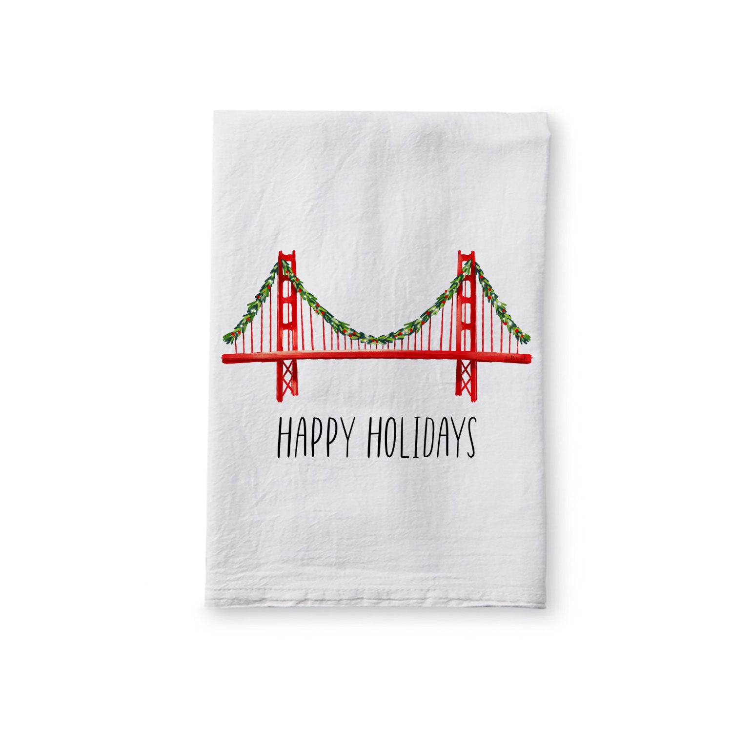 Holiday Golden Gate Bridge Tea Towel
