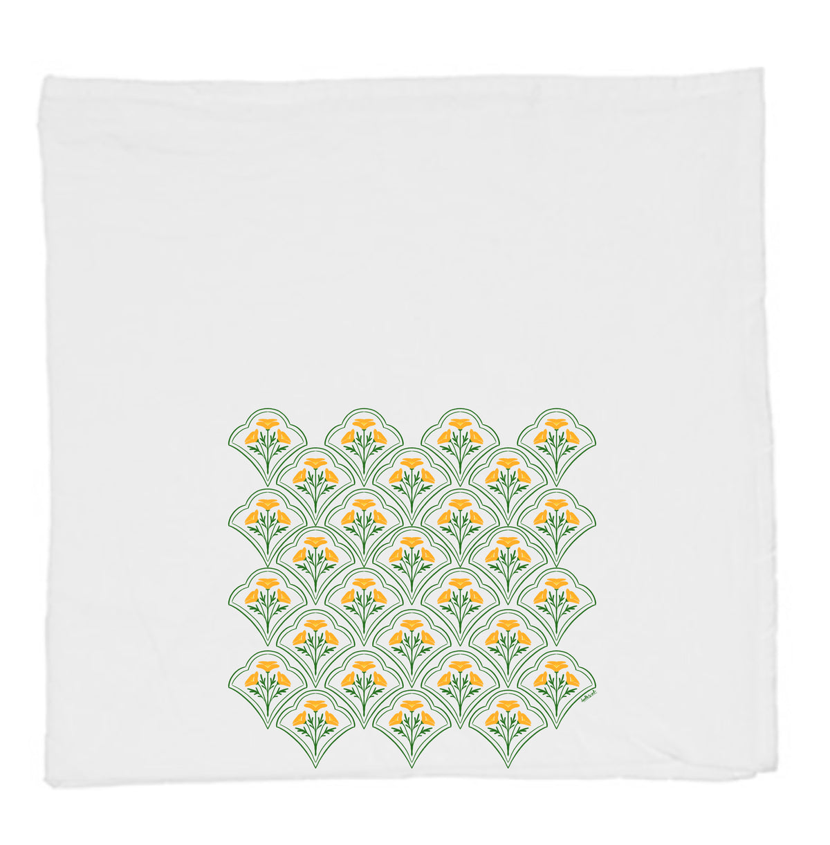 Scalloped Poppies Flour Sack Tea Towel