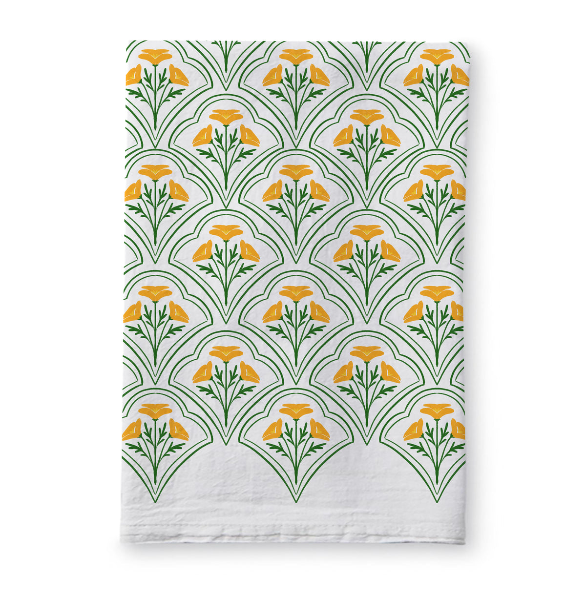 Scalloped Poppies Flour Sack Tea Towel