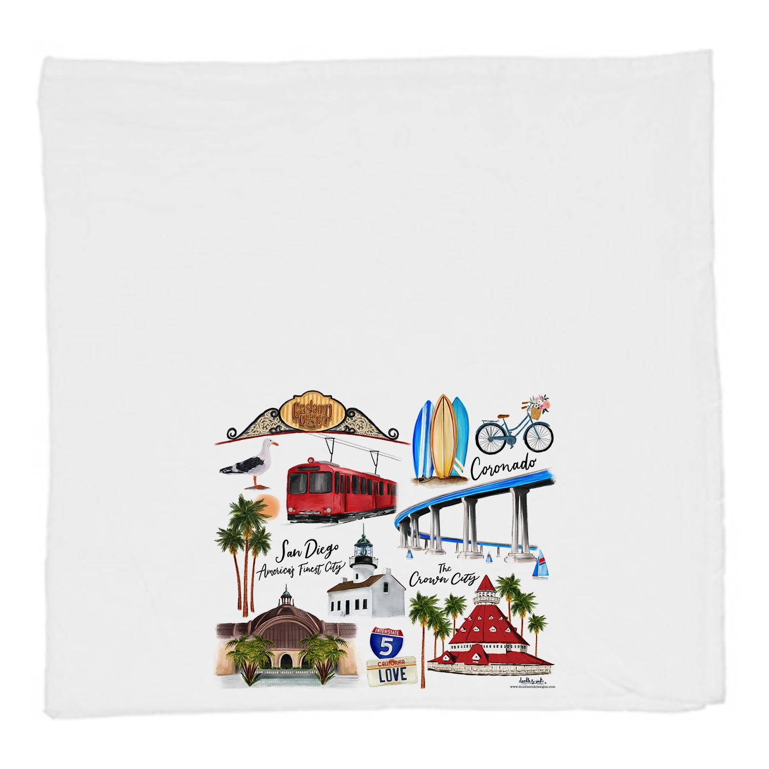 San Diego & Coronado Collage Tea Towel