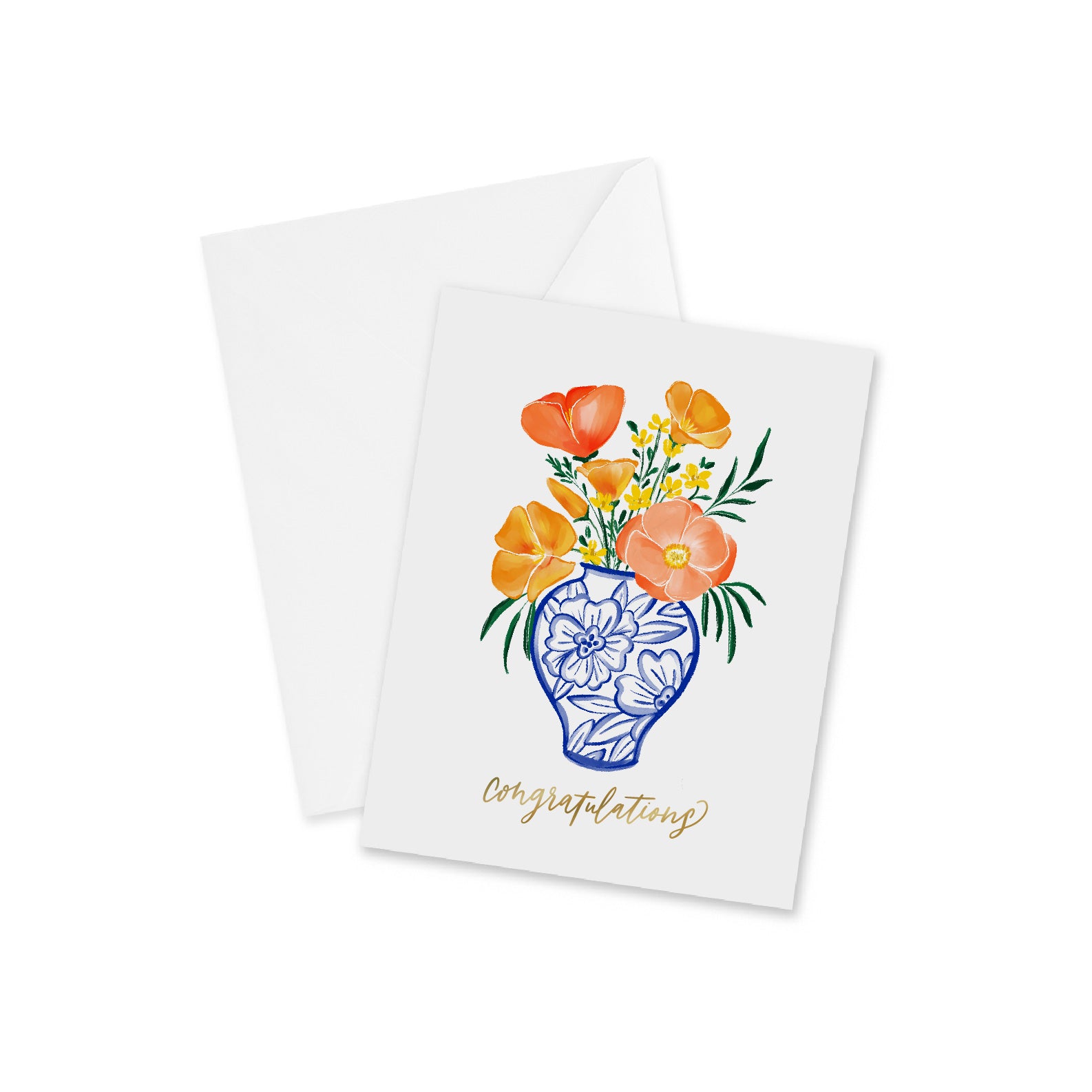 Congratulations Ginger Jar With Wildflowers Notecard