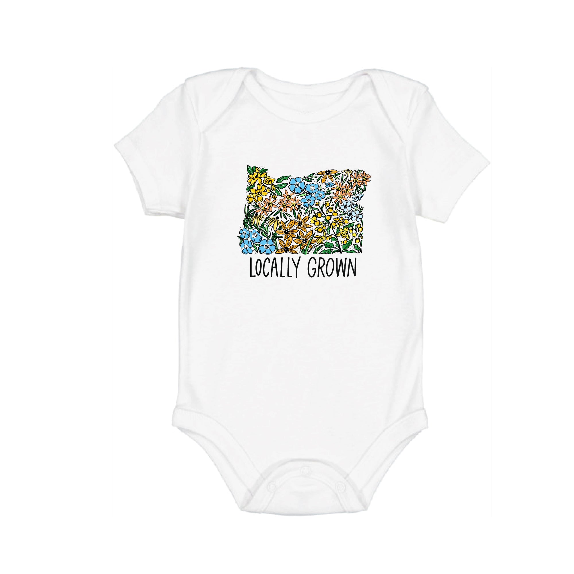 Oregon Locally Grown Wildflower State Silhouette Baby Onesie