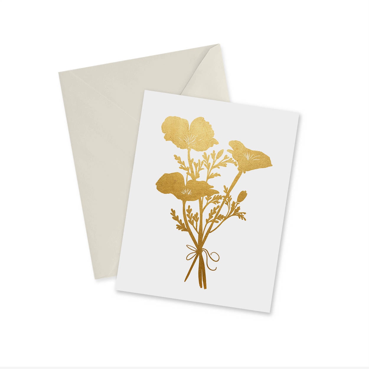 Golden California Poppies Gold Foil Notecard