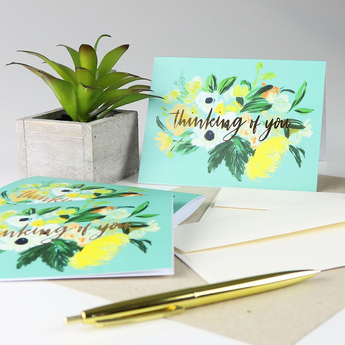 Thinking of You Card Gold Foil Notecard