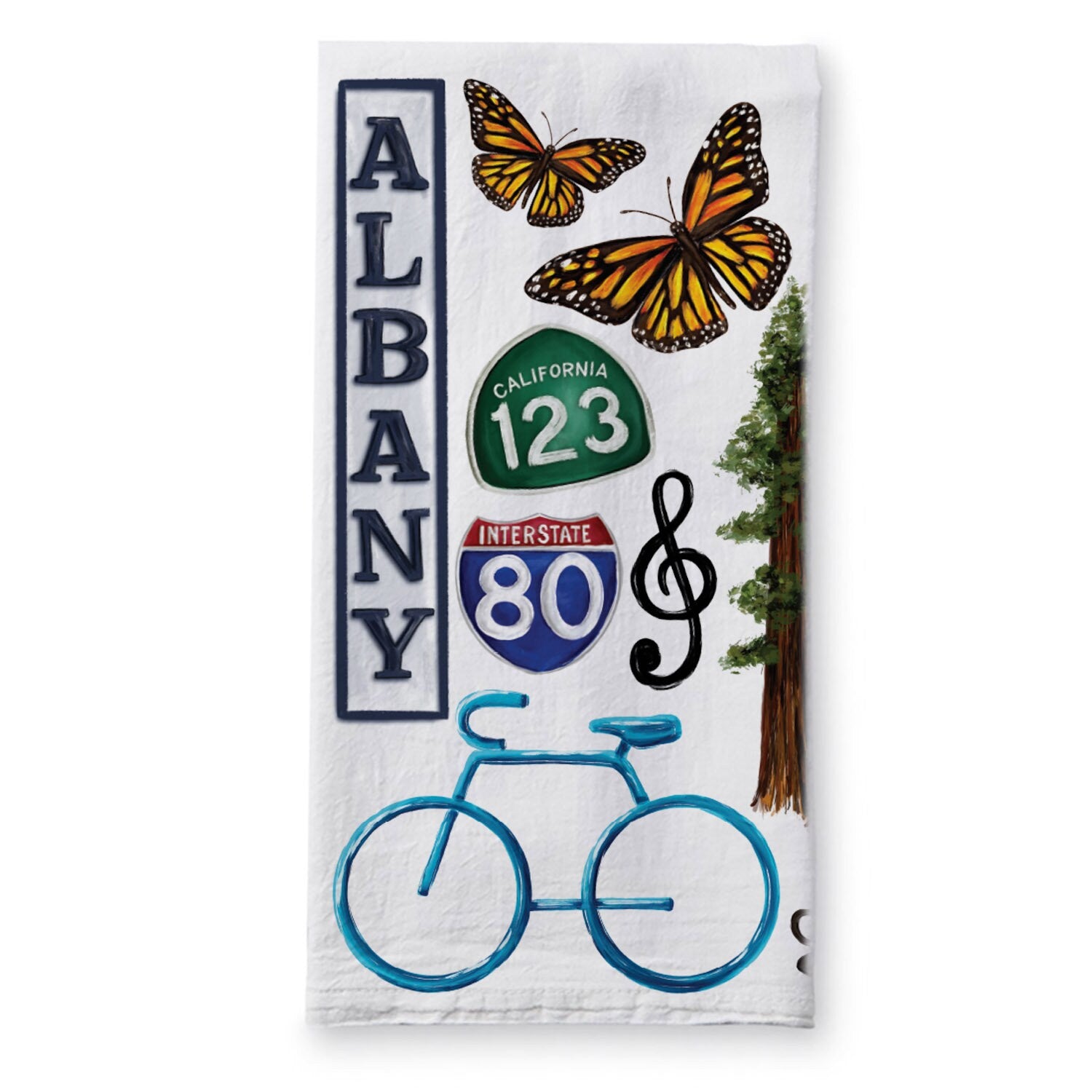 Albany and Berkeley Collage Tea Towel