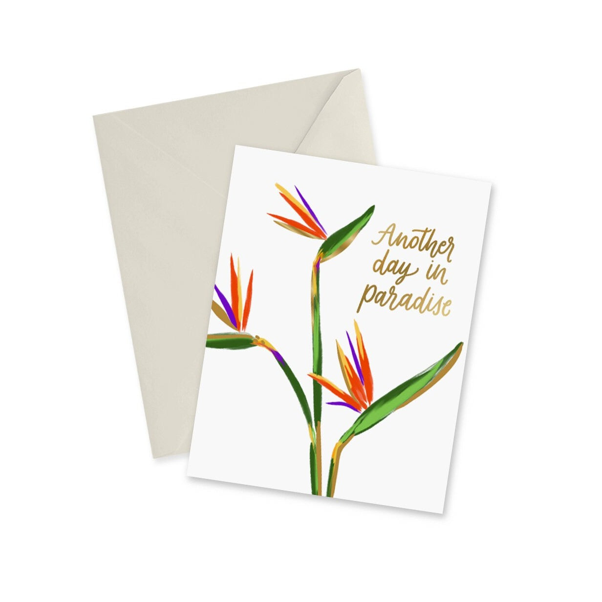 Another Day In Paradise Gold Foil Notecard