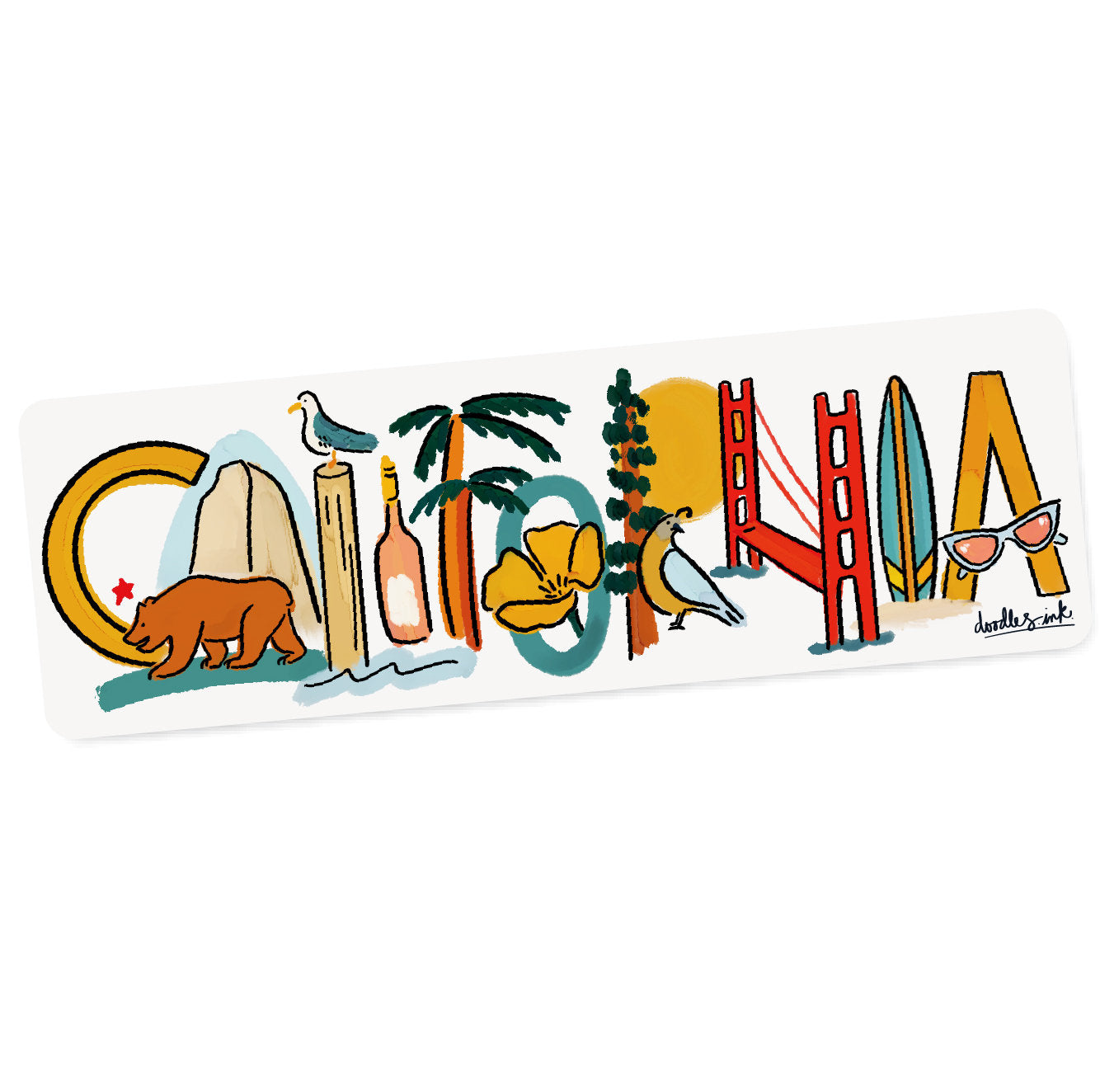 California Landmark Lettering Sticker – doodles.ink.