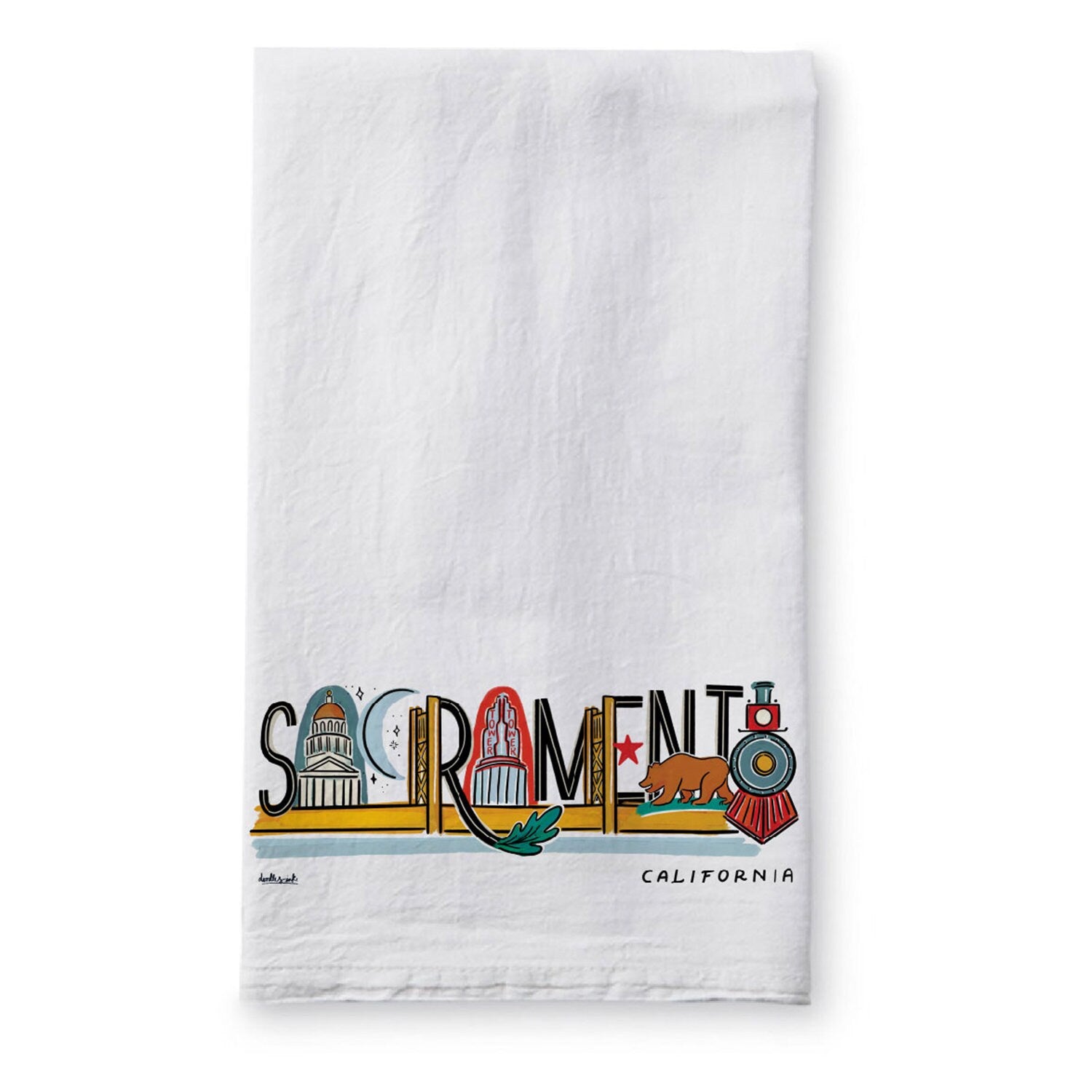 Sacramento Landmark Lettering Tea Towel