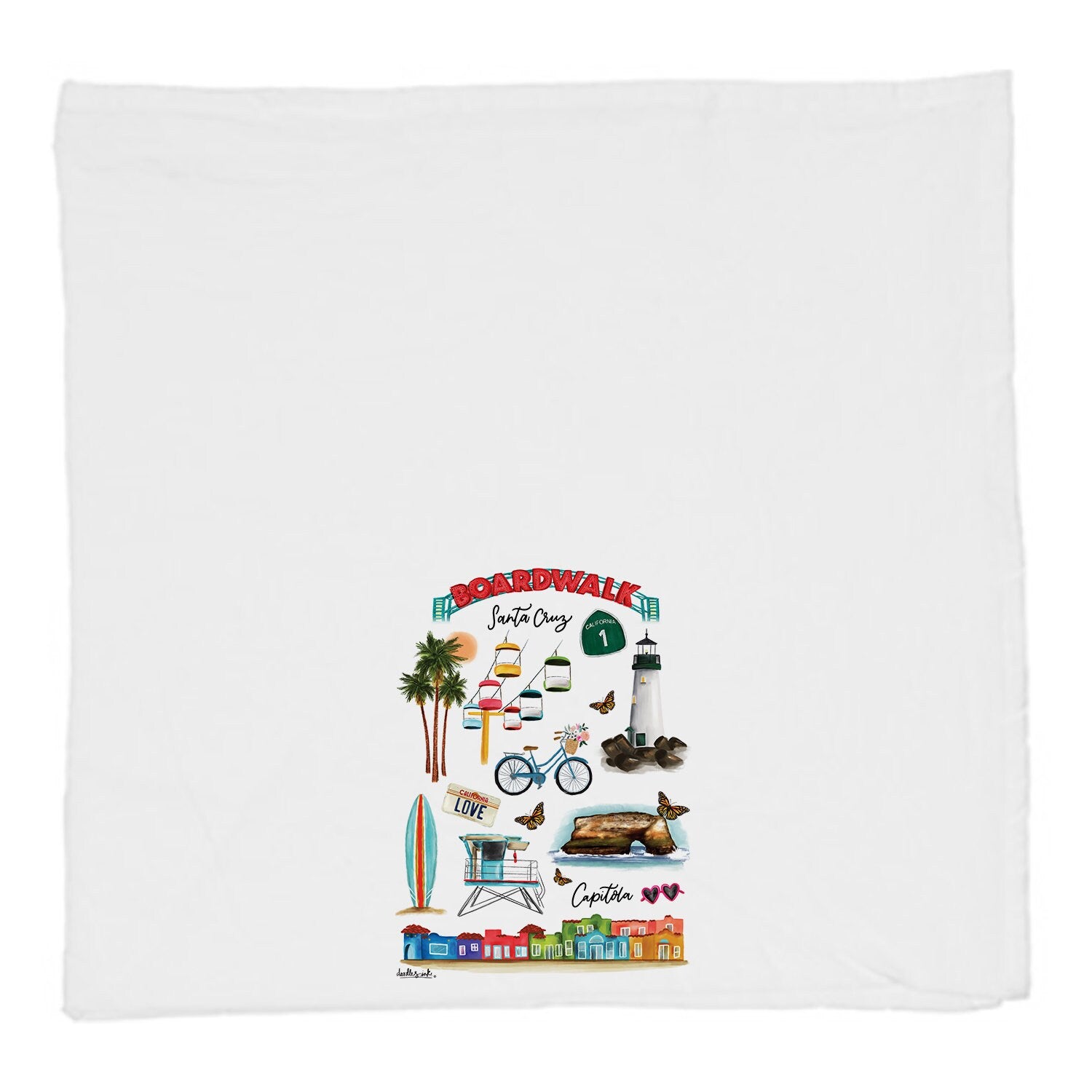 Santa Cruz & Capitola Collage Tea Towel