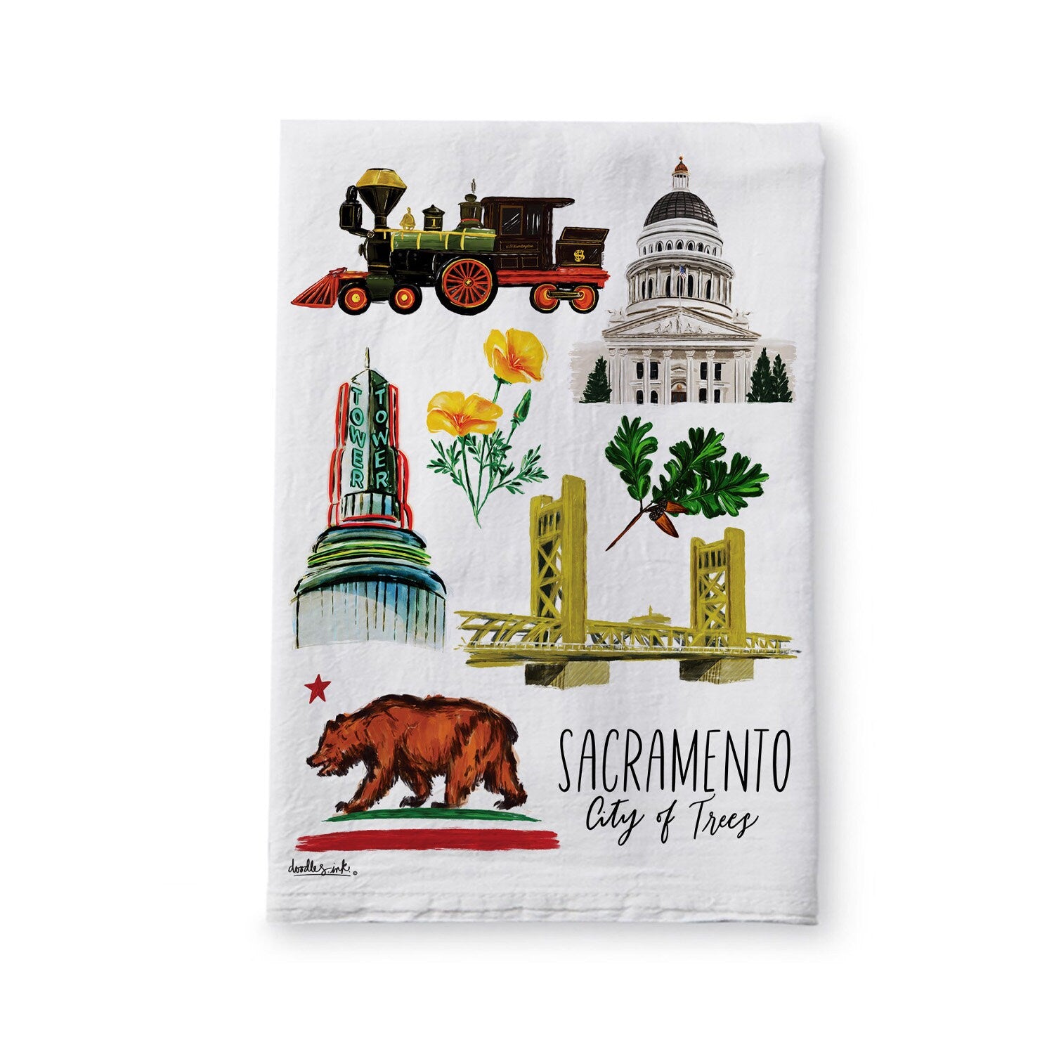 Sacramento Collage Tea Towel