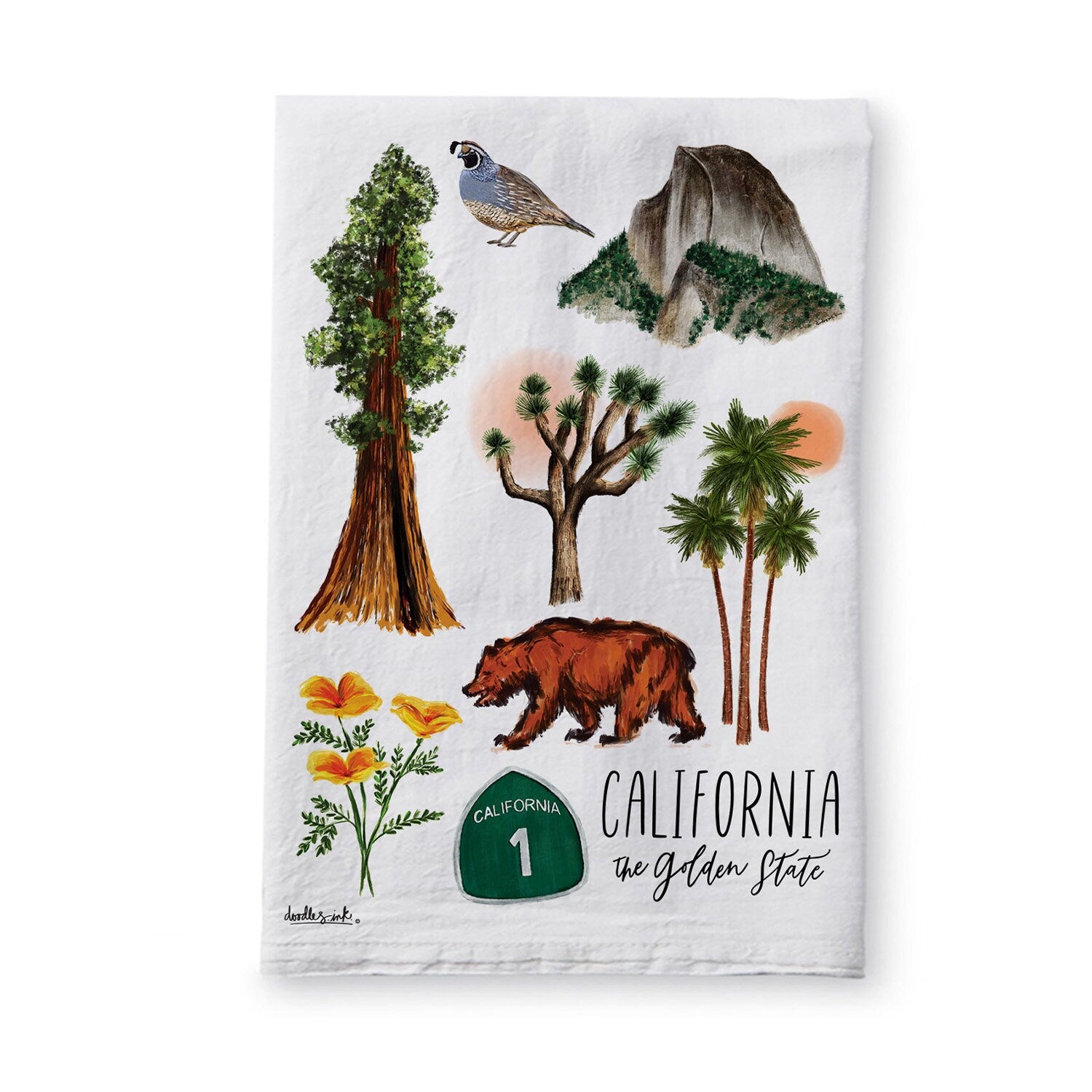 California Collage Tea Towel