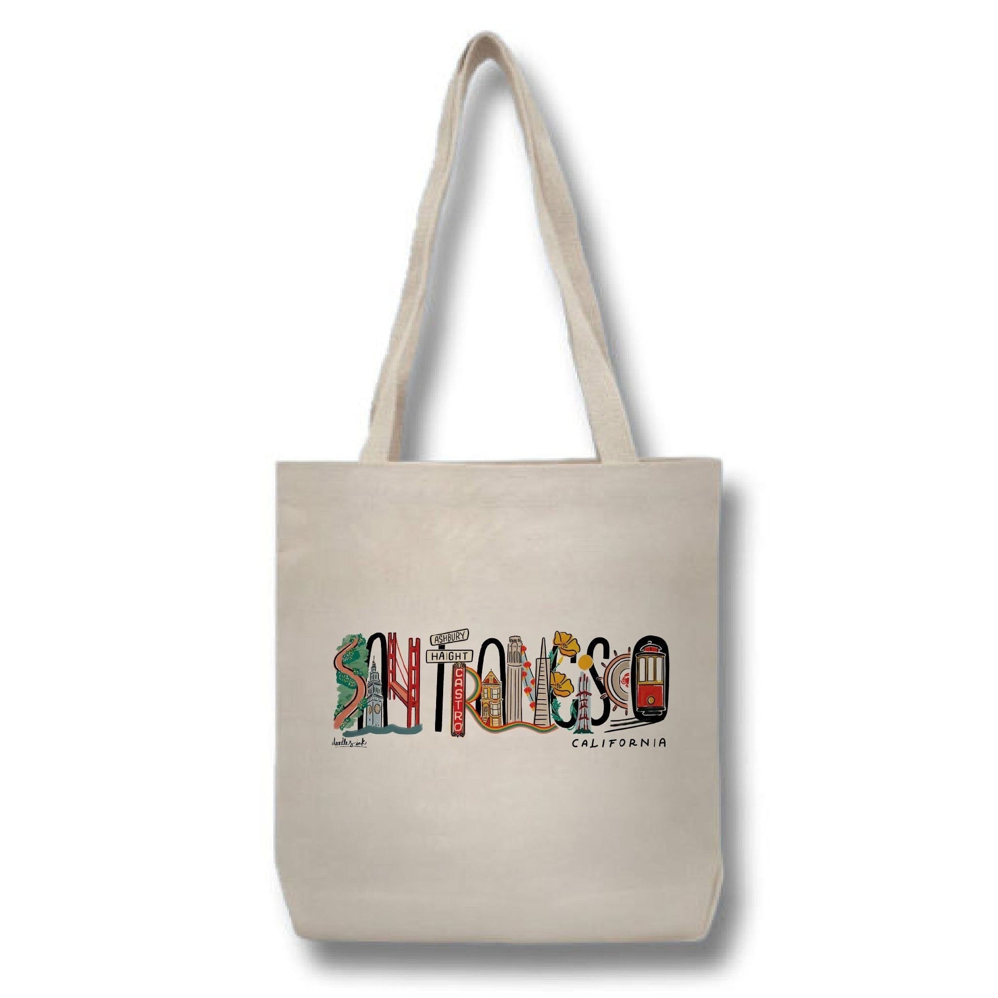 San Francisco Landmark Lettering Tote Bag