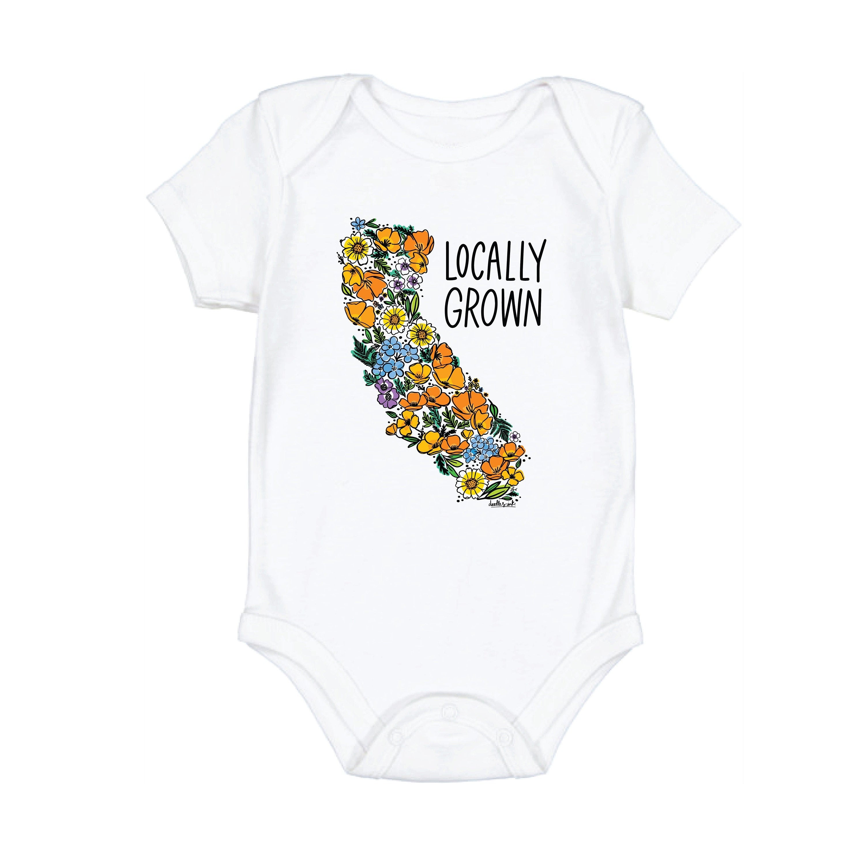 California Locally Grown Wildflower State Silhouette Baby Onesie