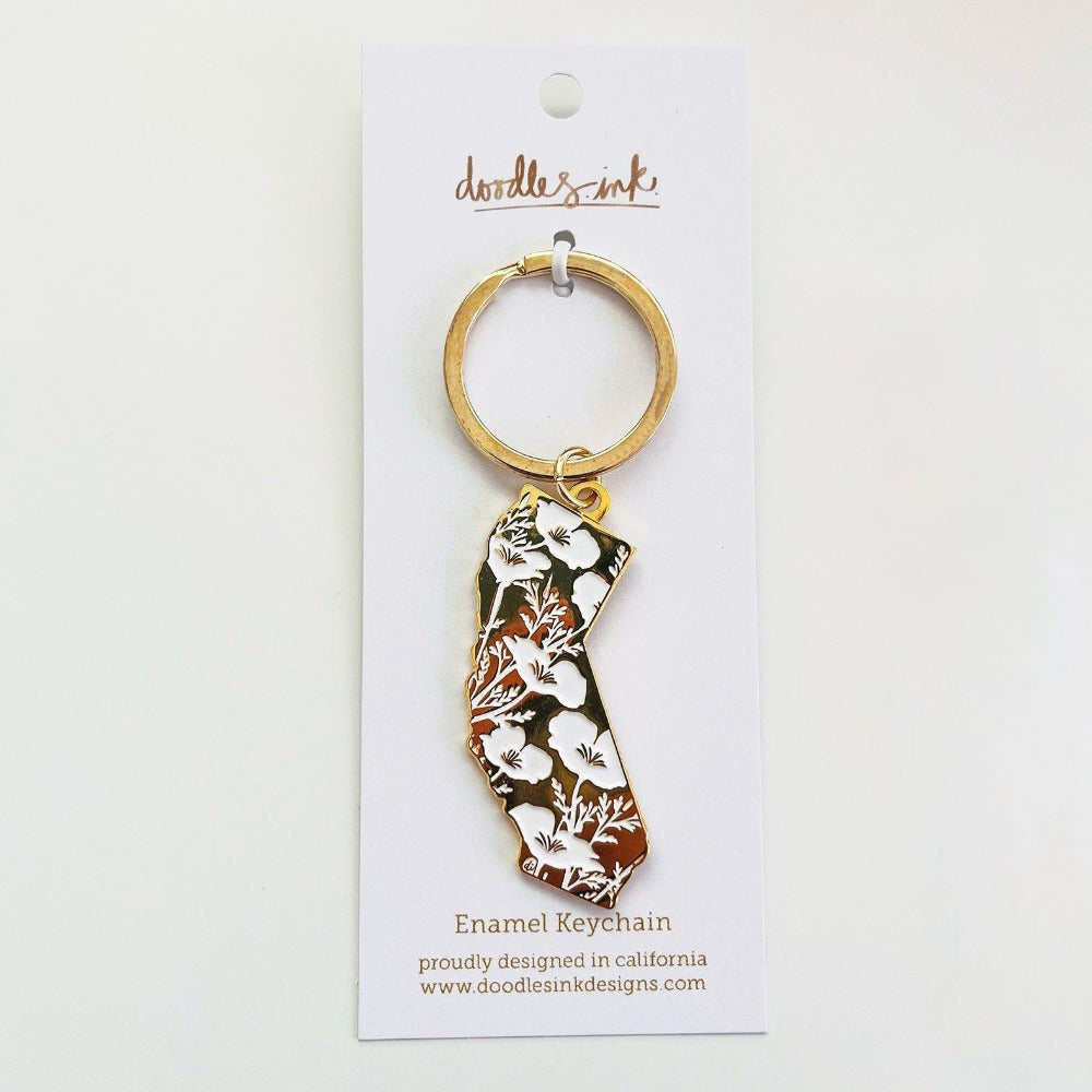 Golden California State Keychain